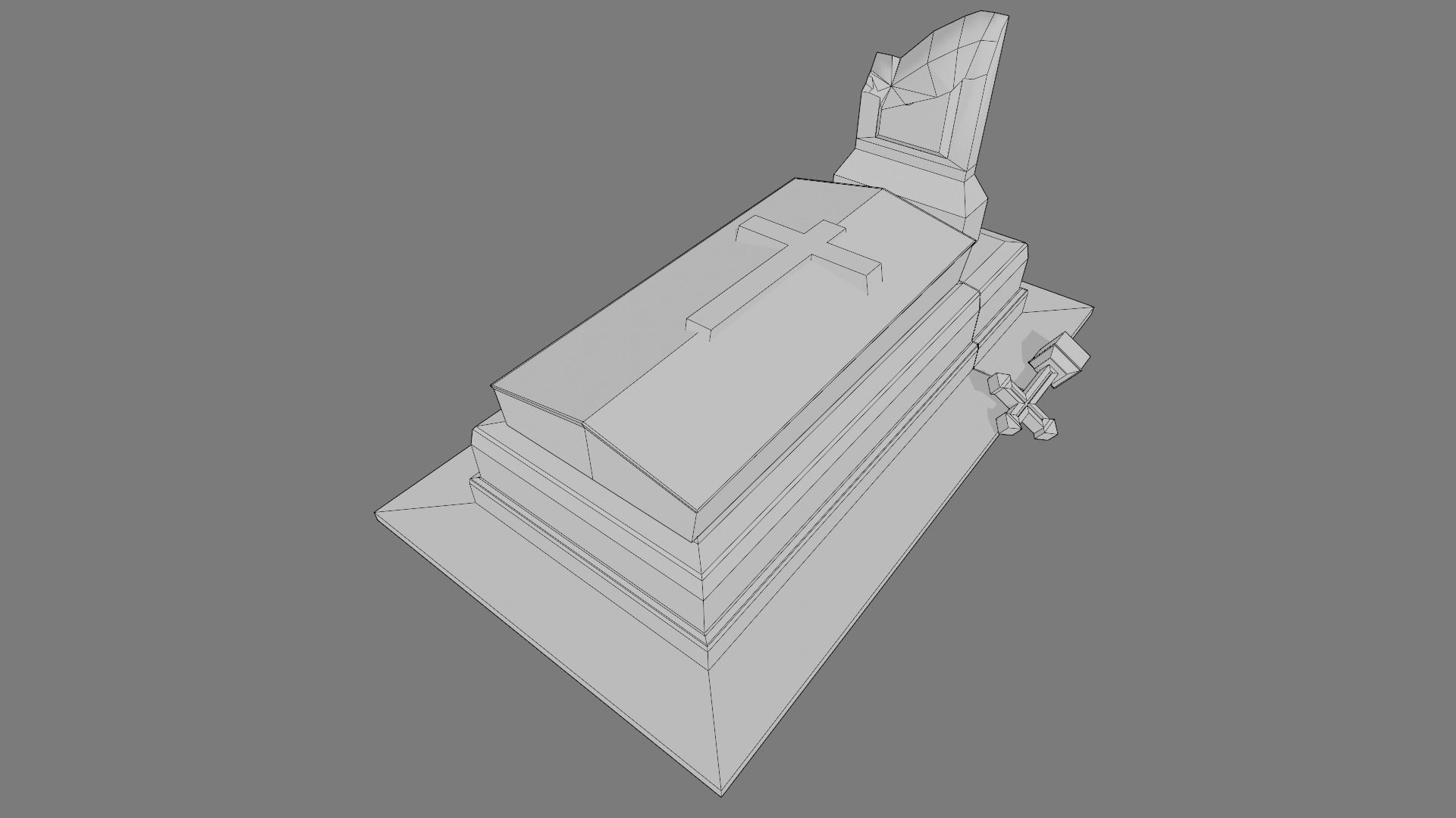 Cemetery gravestone set 3 Low-poly 3D model_14