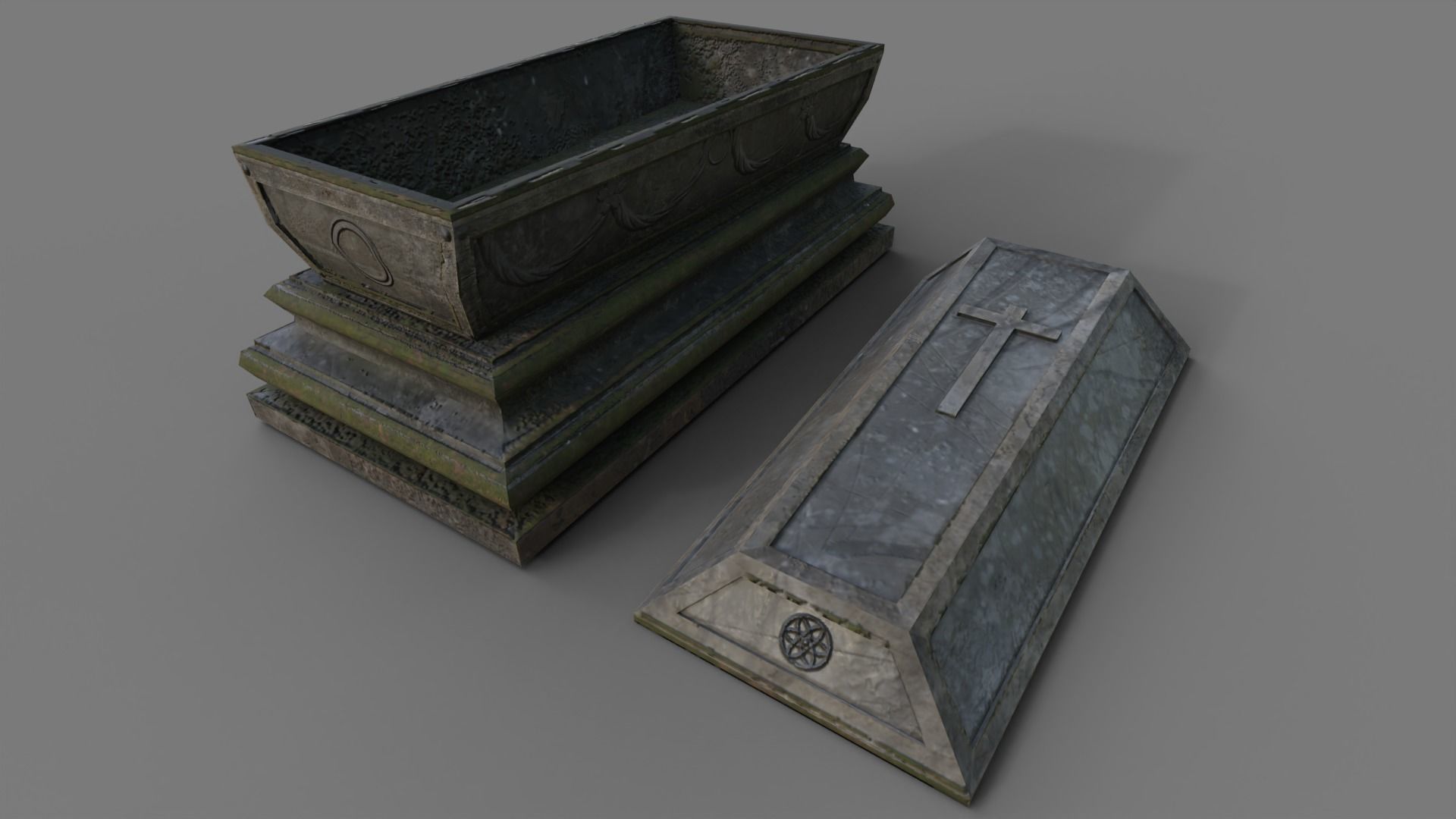Cemetery gravestone set 3 Low-poly 3D model_23