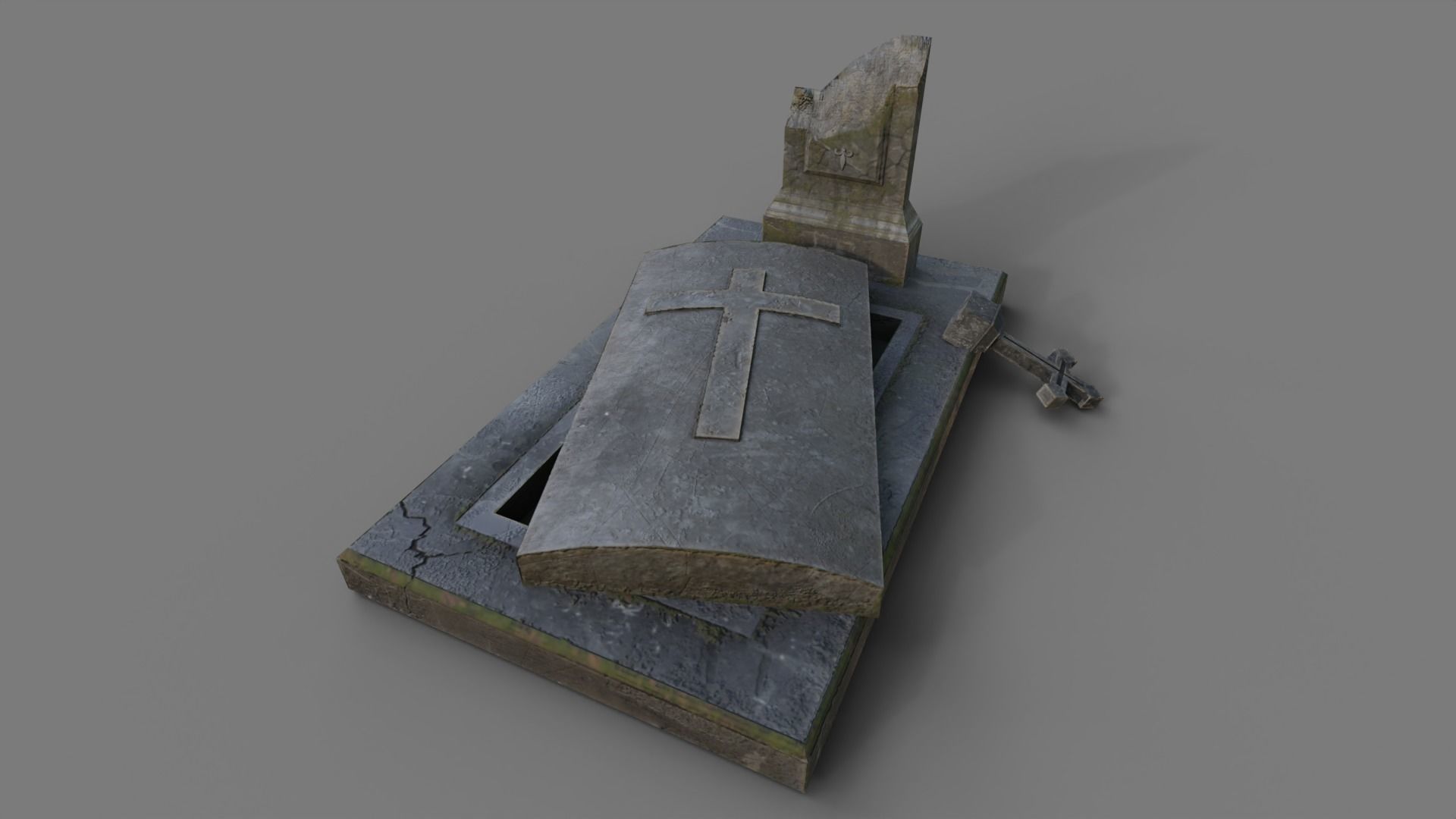 Cemetery gravestone set 3 Low-poly 3D model_37