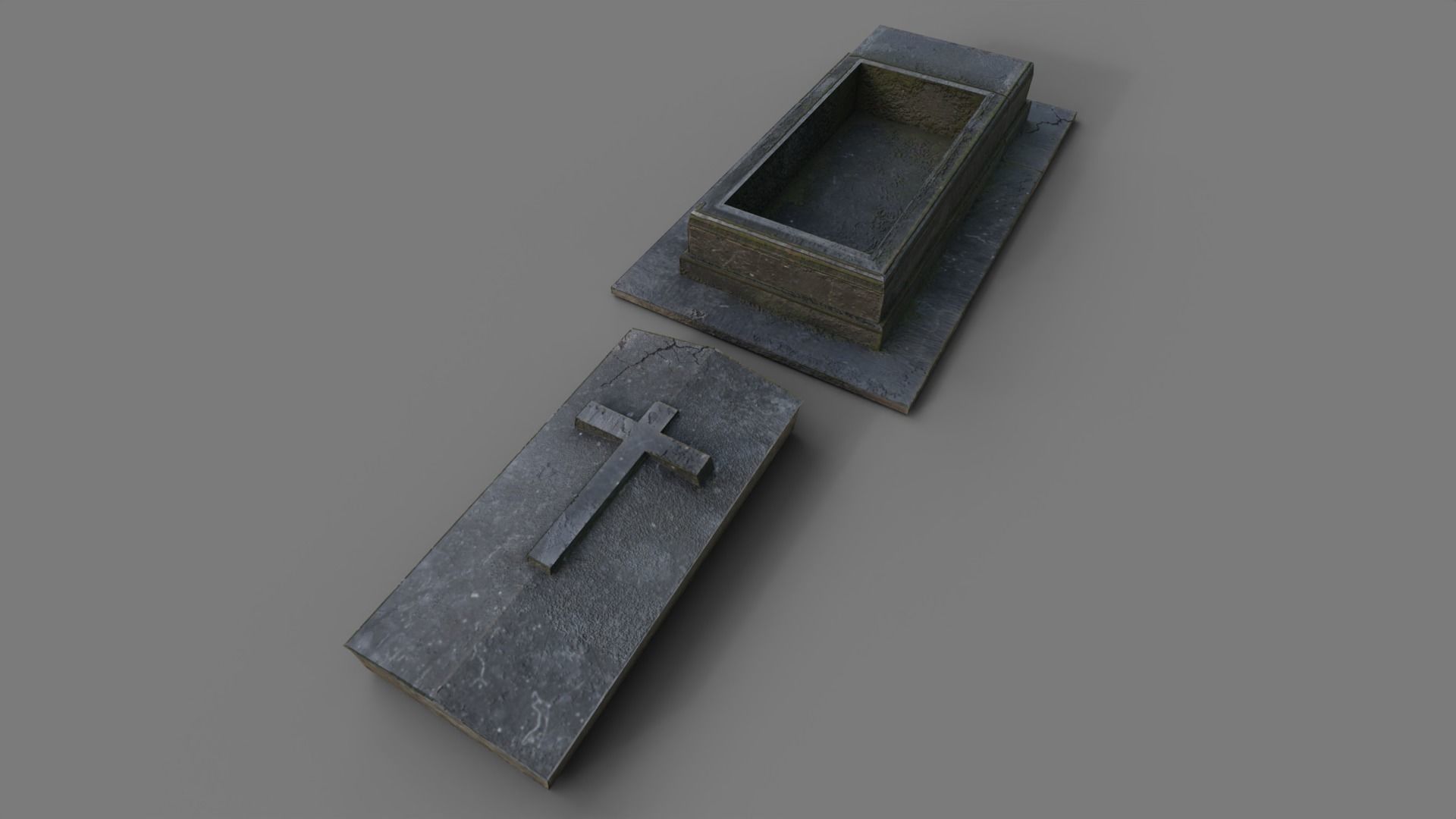 Cemetery gravestone set 3 Low-poly 3D model_15