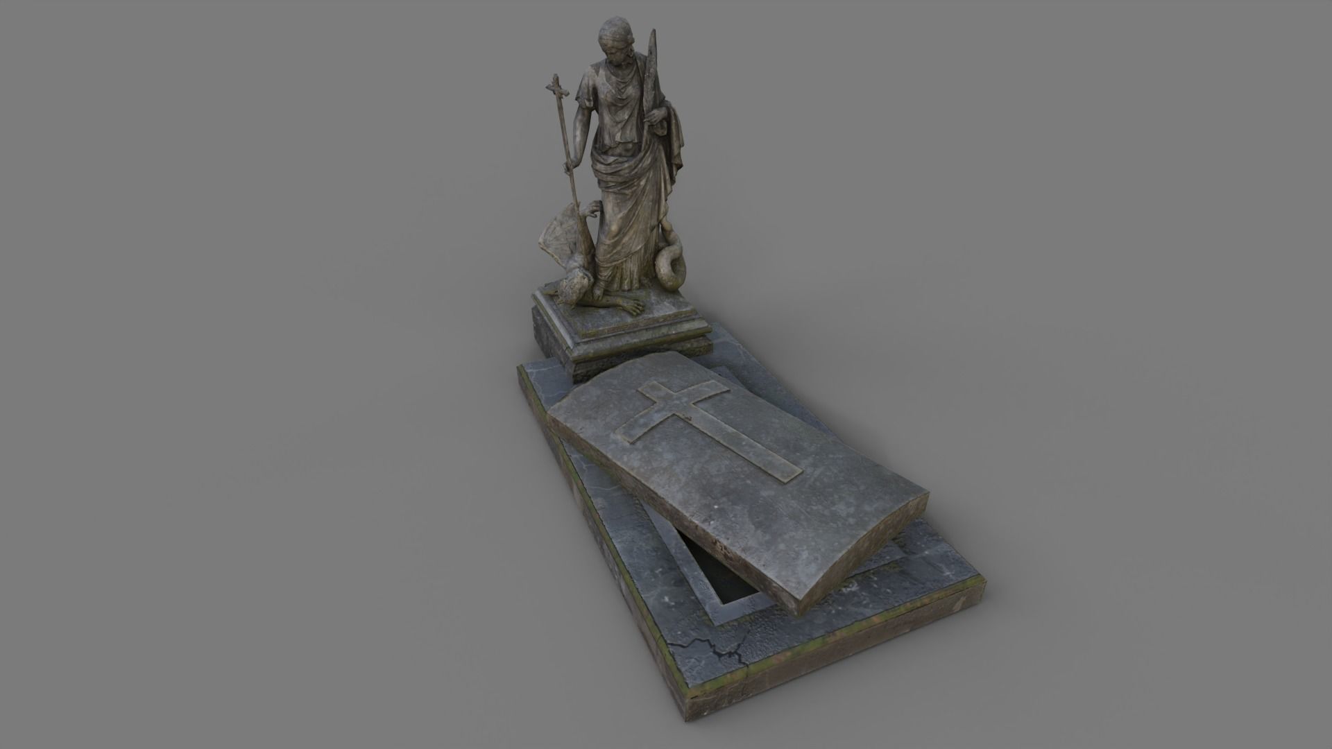 Cemetery gravestone set 3 Low-poly 3D model_36