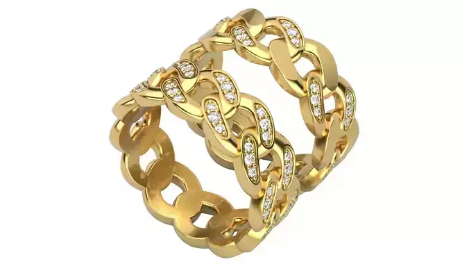 Cuban Chain Eternity Ring with diamond
