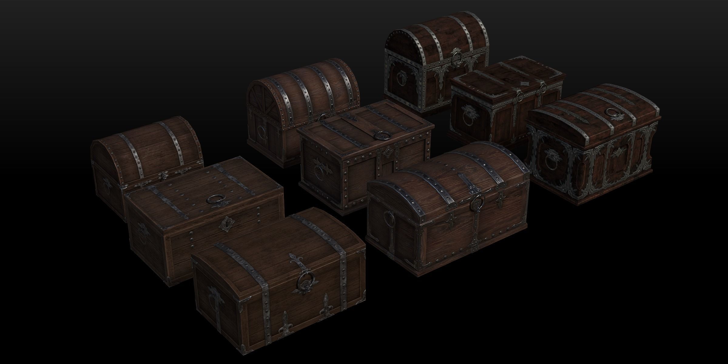 Treasure chests Low-poly 3D model_1