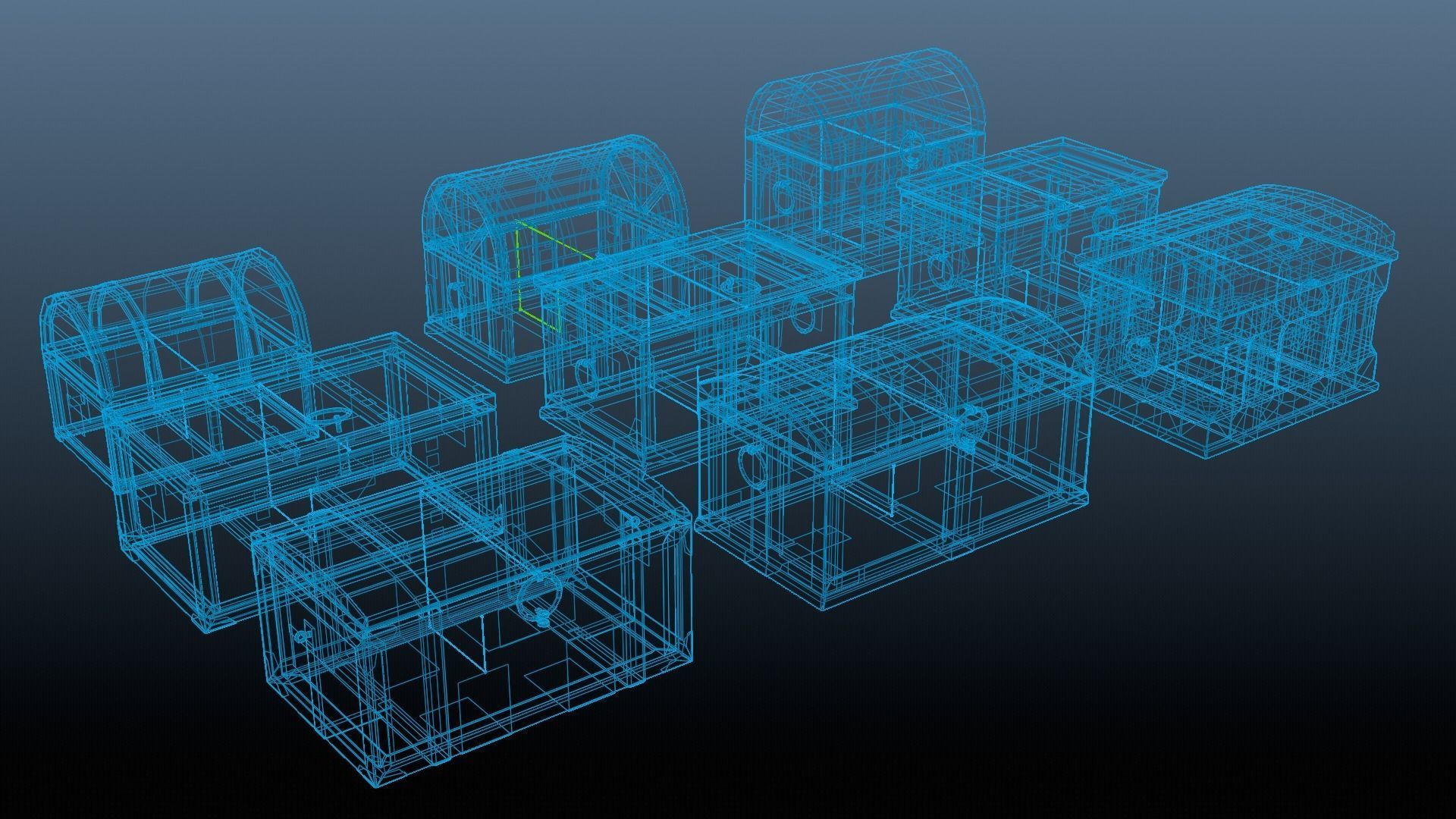 Treasure chests Low-poly 3D model_2