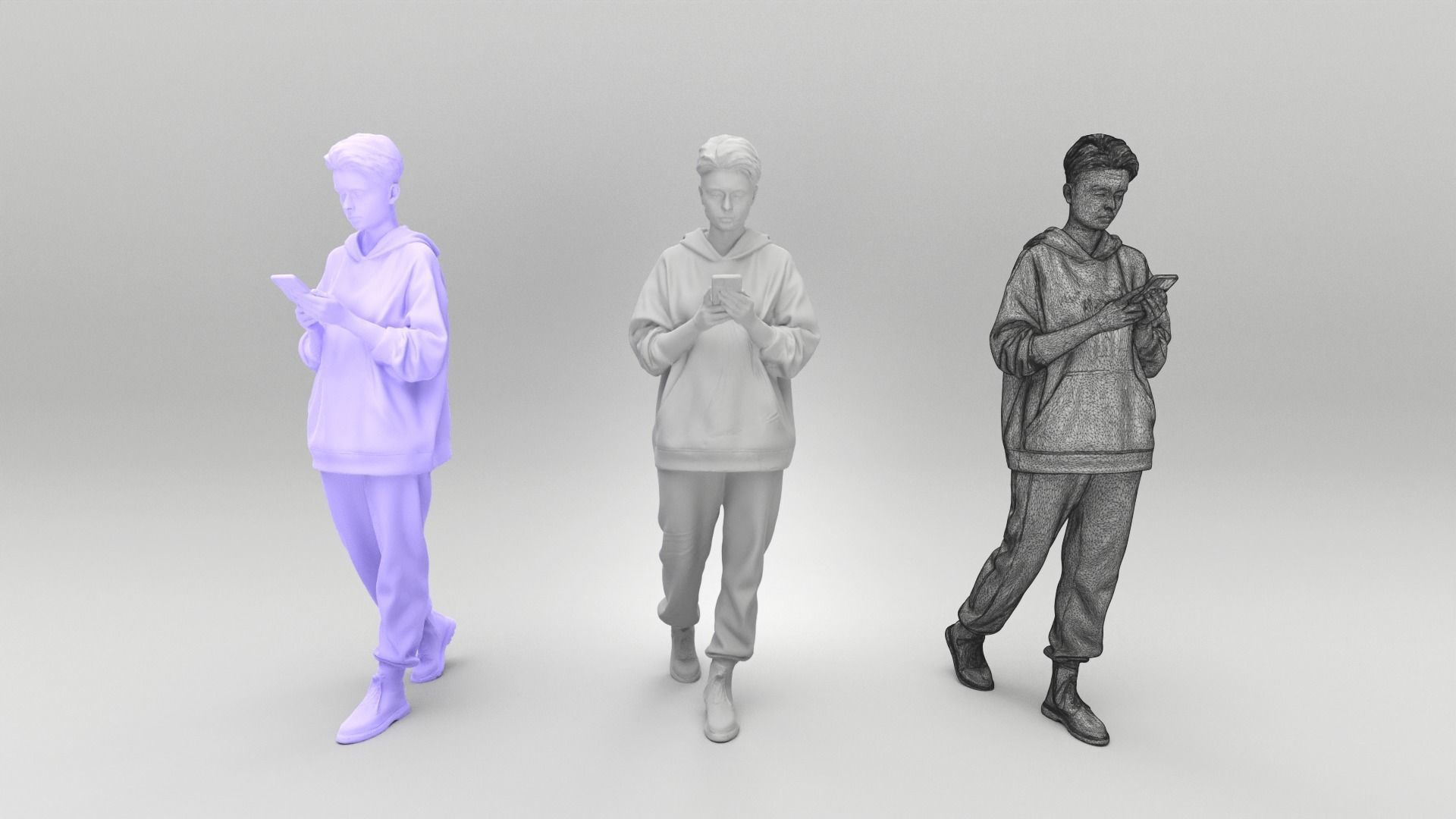 Beautiful woman using mobile phone 403 Low-poly 3D model_4