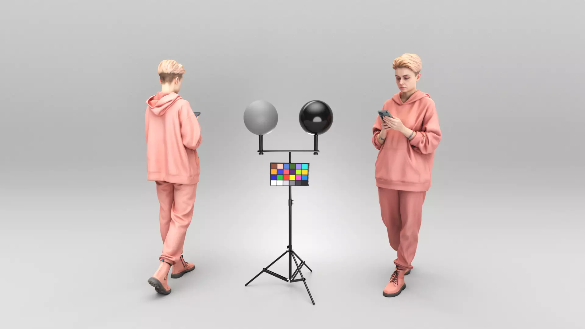 Beautiful woman using mobile phone 403 Low-poly 3D model_0