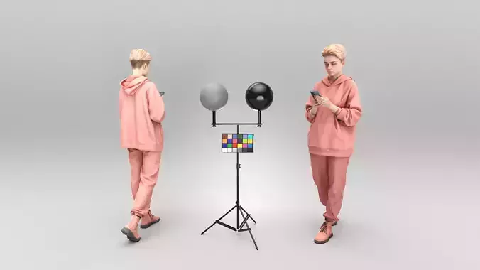 Beautiful woman using mobile phone 403 Low-poly 3D model