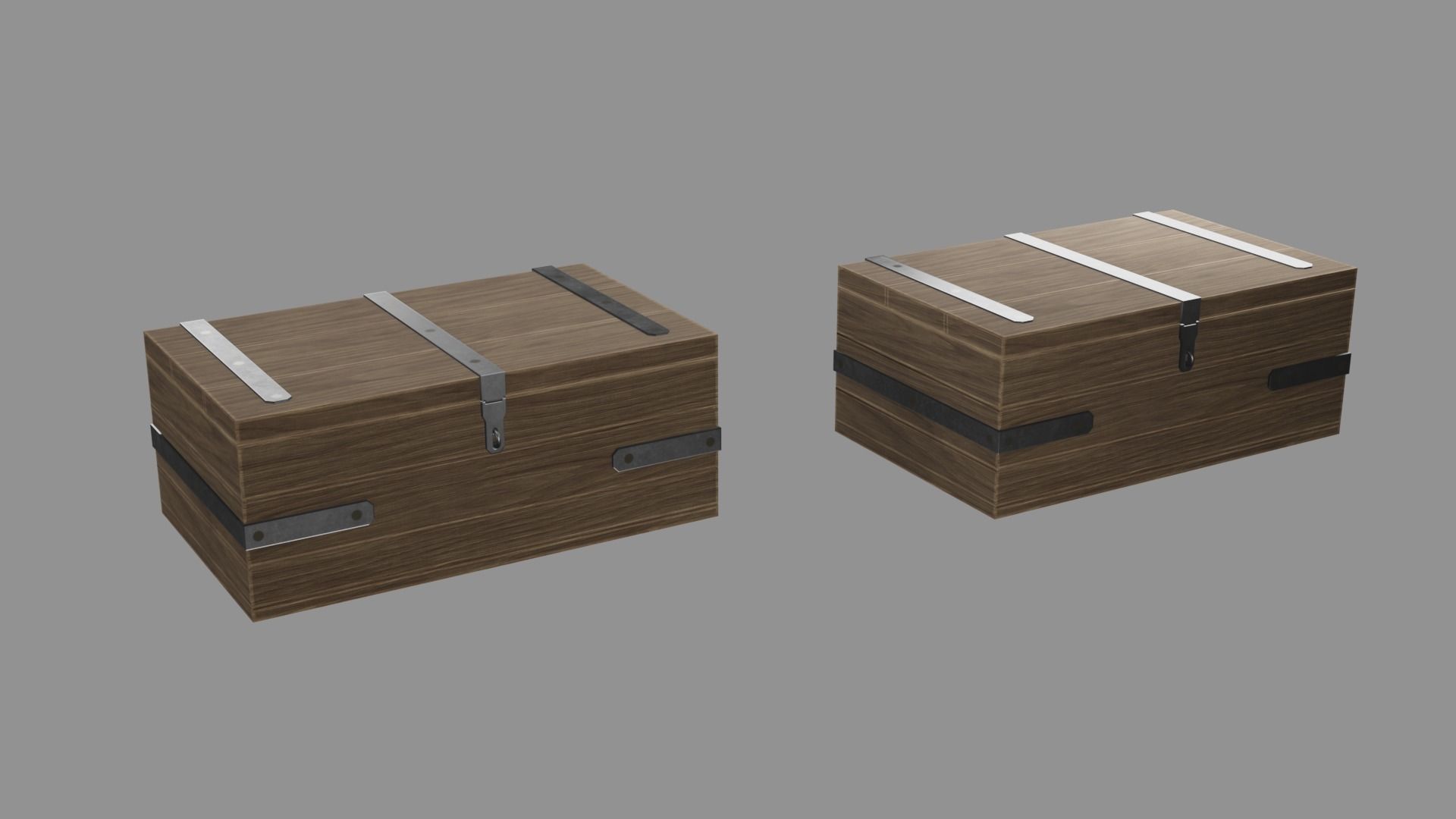 Wooden Chest 01 Low-poly 3D model_4
