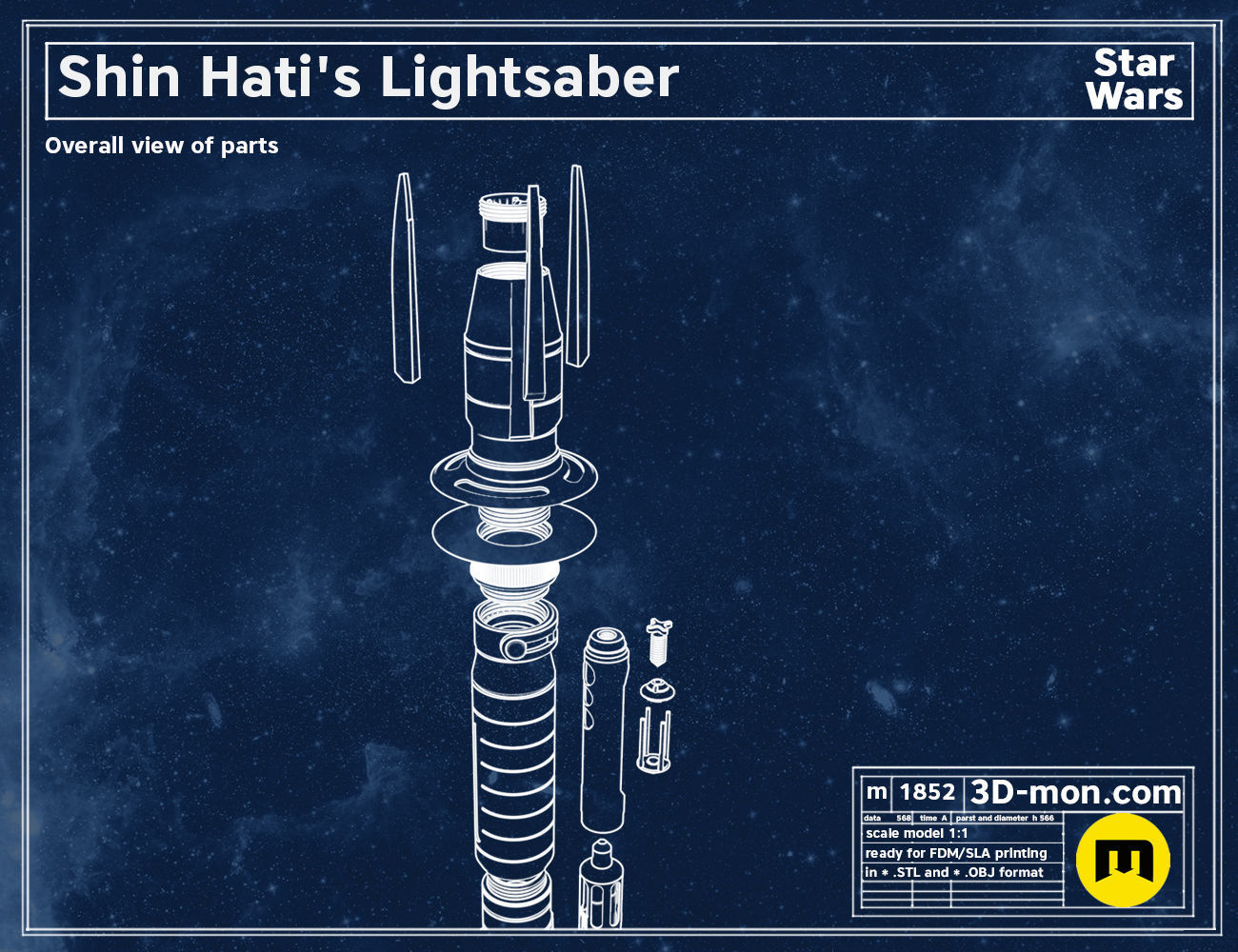 Shin Hati Lightsaber cosplay prop from Star Wars Ahsoka 3D print model_7