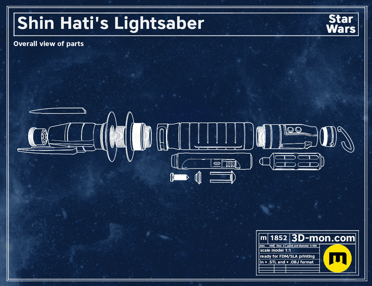 Shin Hati Lightsaber cosplay prop from Star Wars Ahsoka 3D print model_8