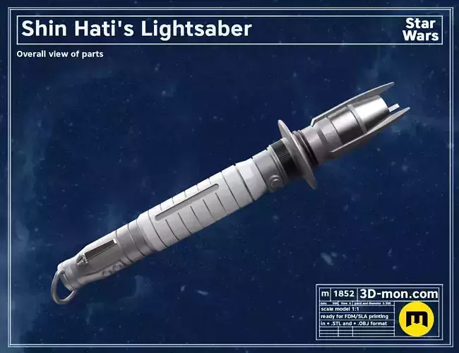 Shin Hati Lightsaber cosplay prop from Star Wars Ahsoka 3D print model