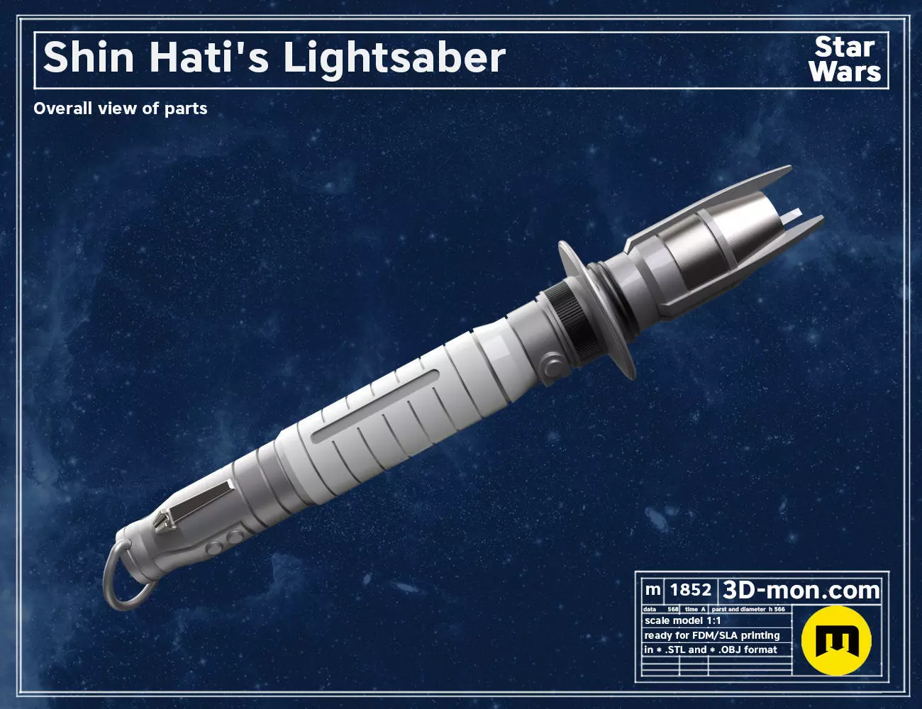 Shin Hati Lightsaber cosplay prop from Star Wars Ahsoka 3D print model_0