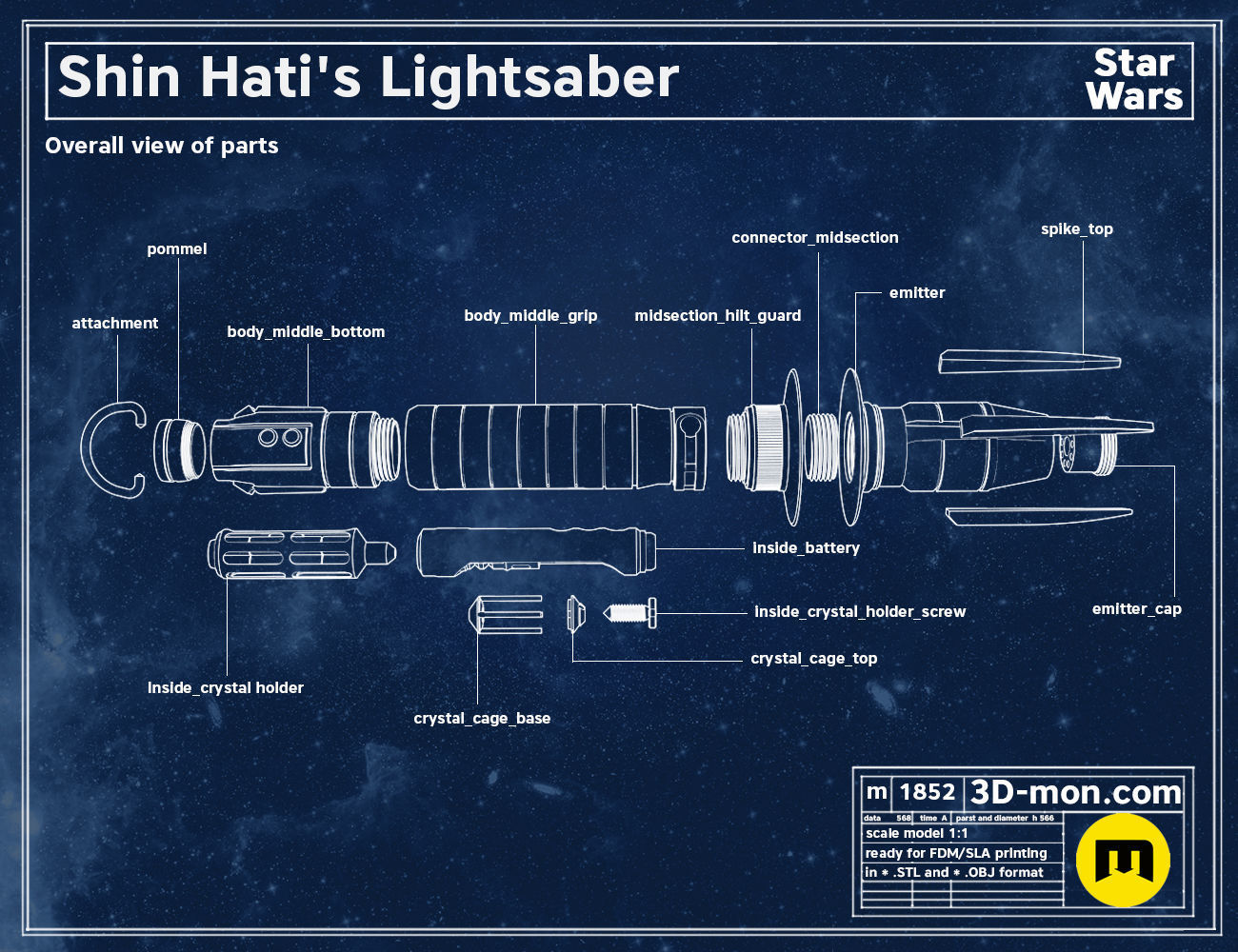 Shin Hati Lightsaber cosplay prop from Star Wars Ahsoka 3D print model_1
