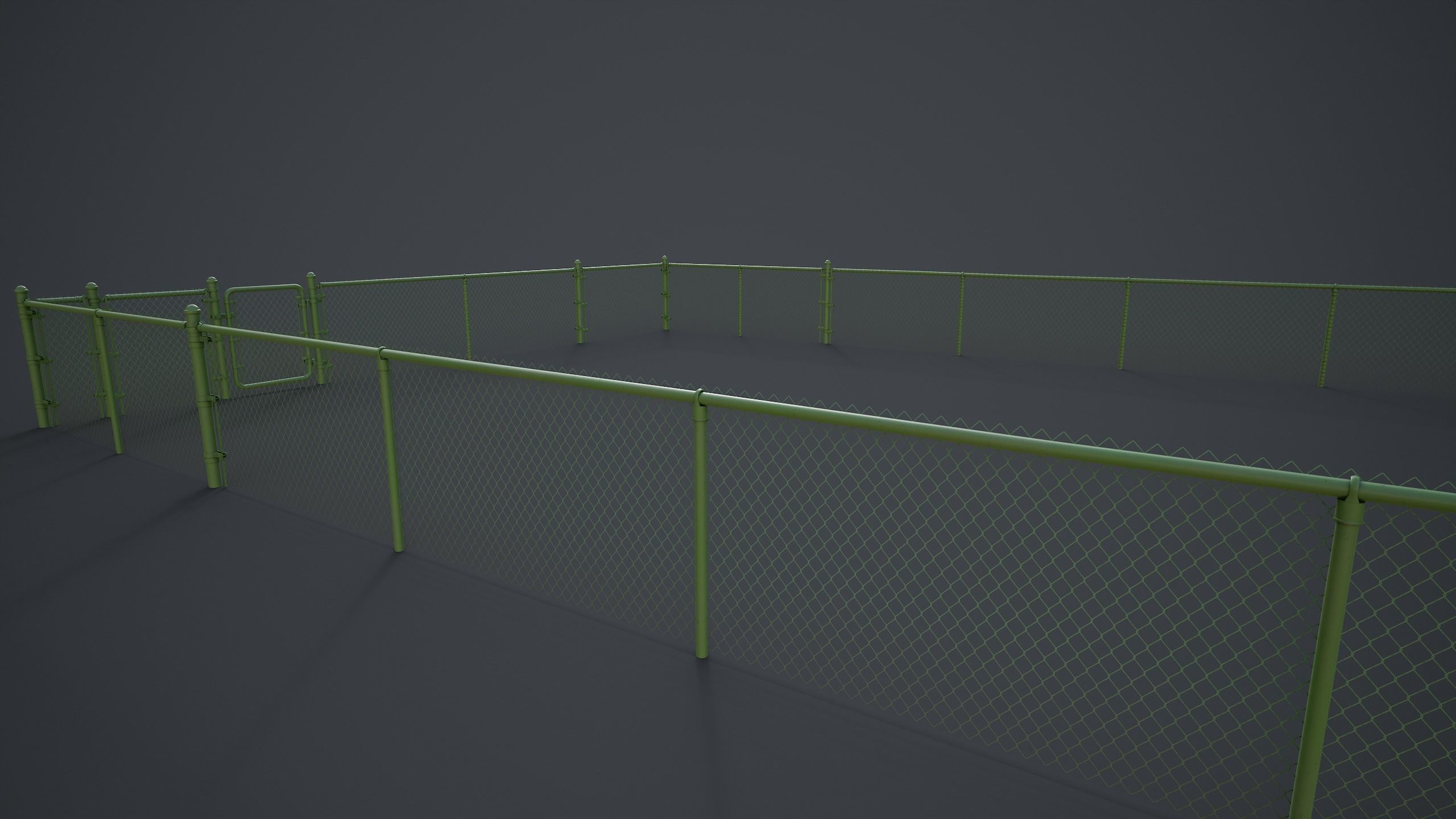 Modular Chain-link Fence Low-poly 3D model_22