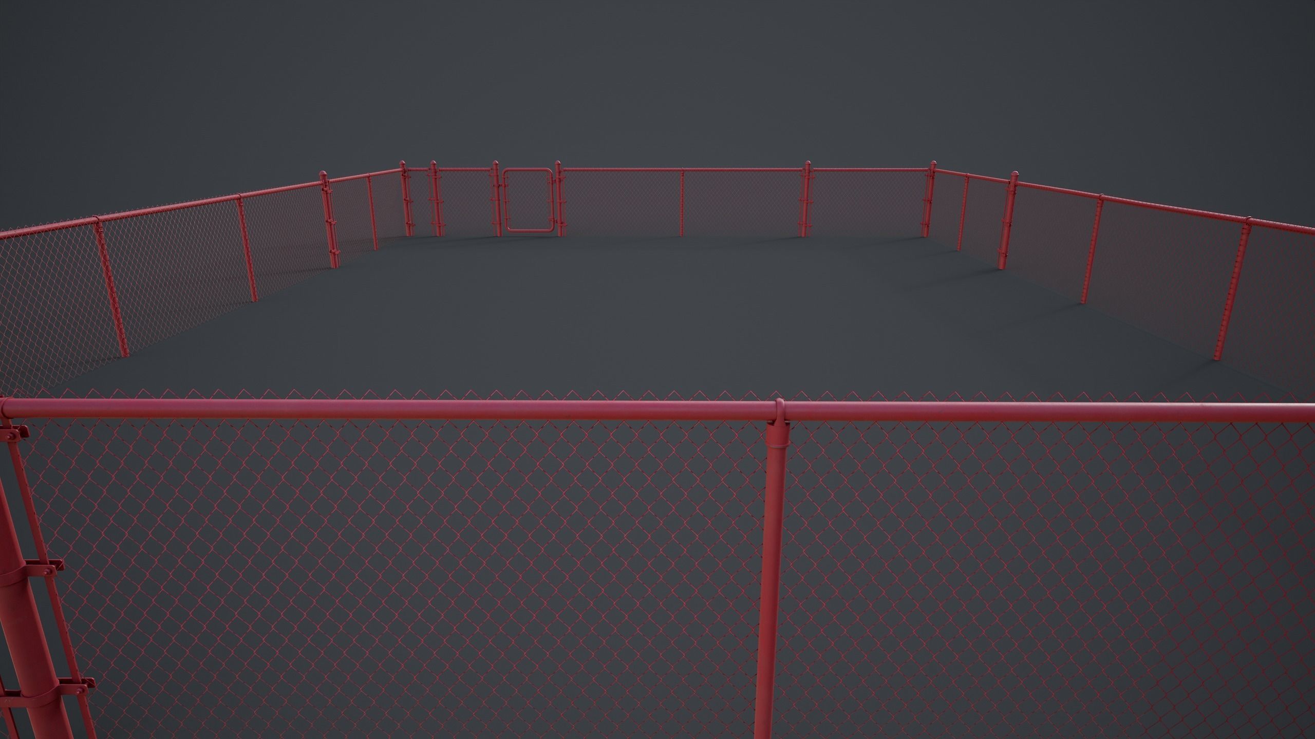 Modular Chain-link Fence Low-poly 3D model_17