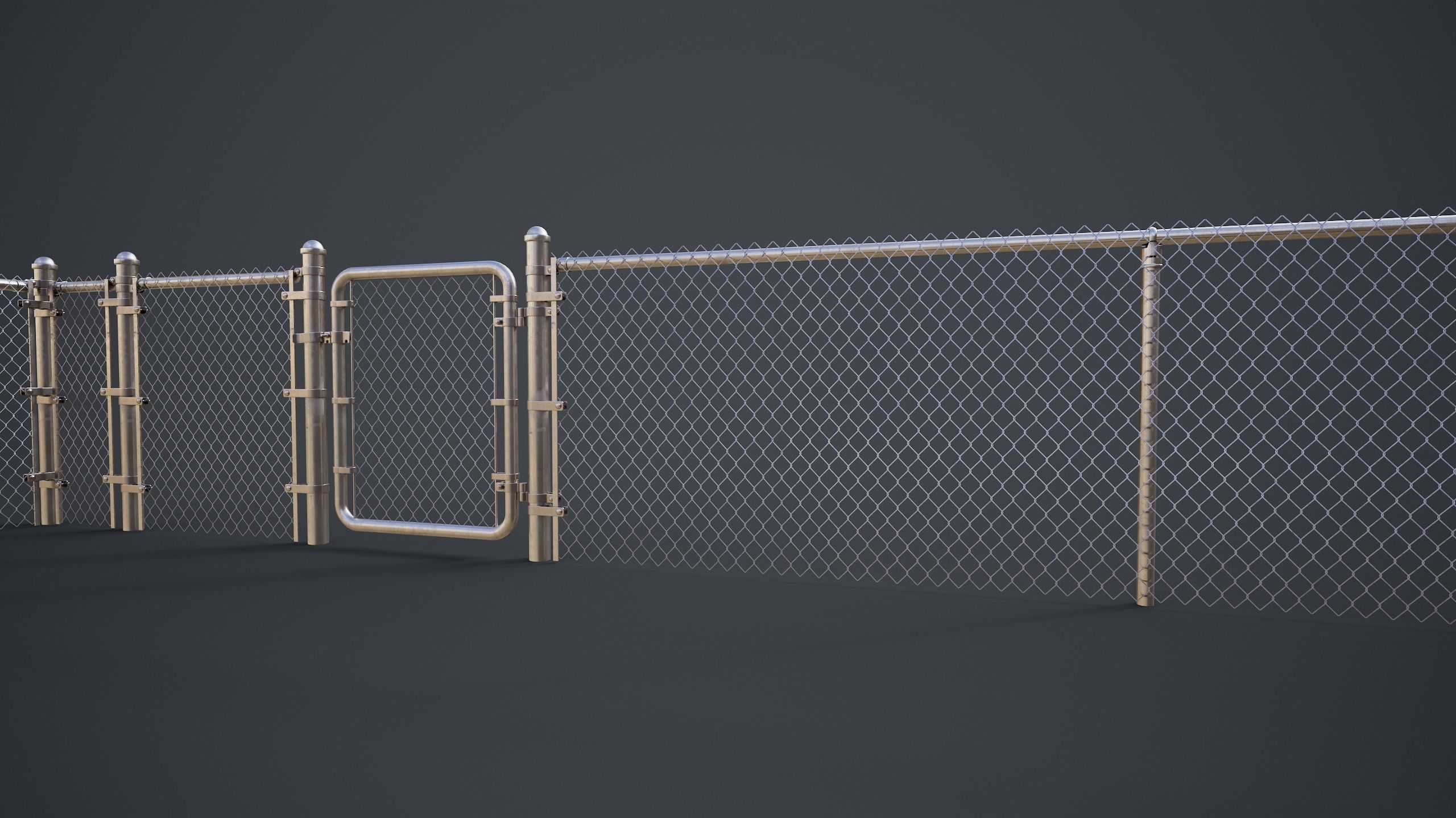 Modular Chain-link Fence Low-poly 3D model_3