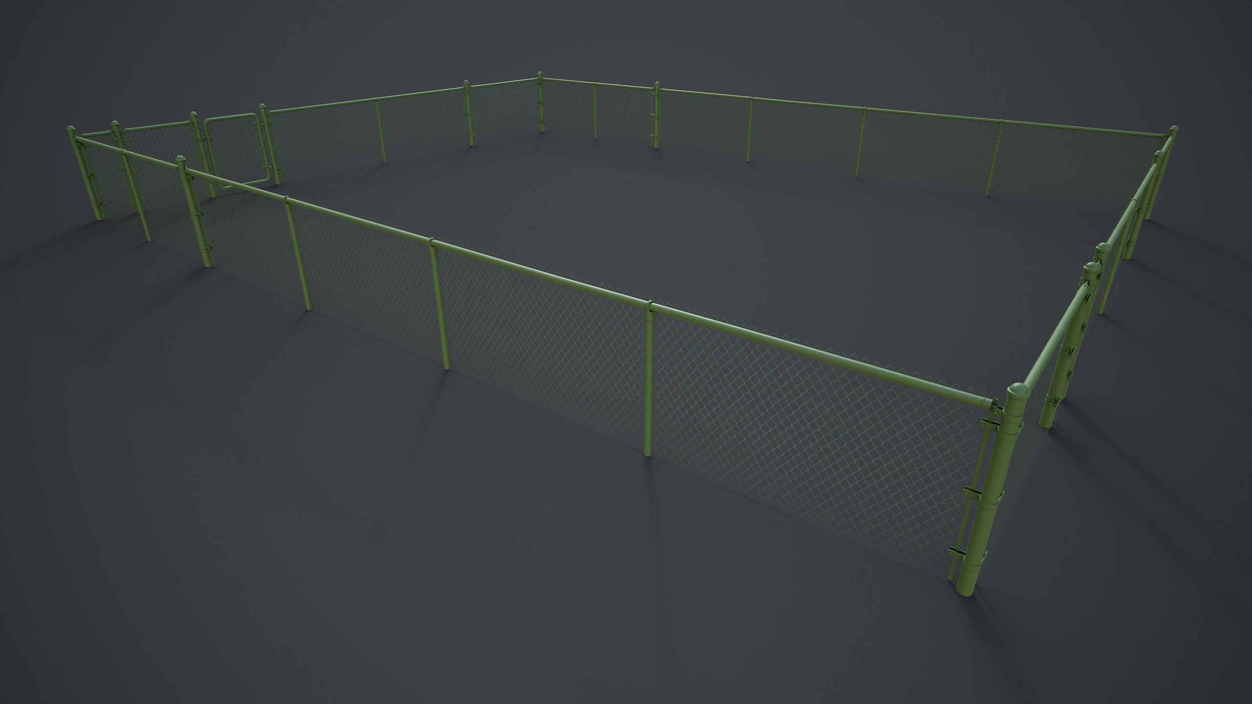 Modular Chain-link Fence Low-poly 3D model_23