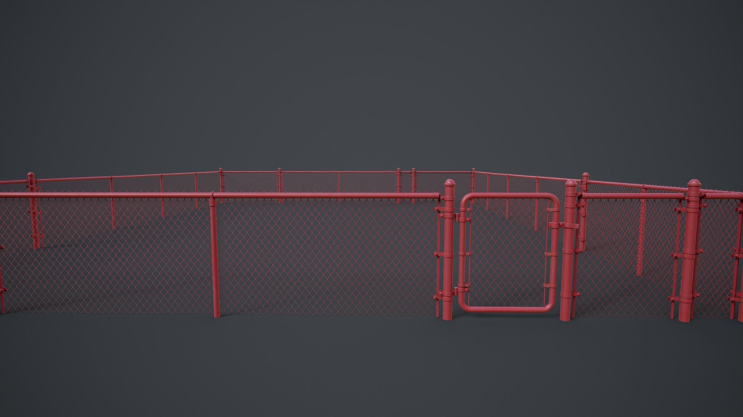 Modular Chain-link Fence Low-poly 3D model_20