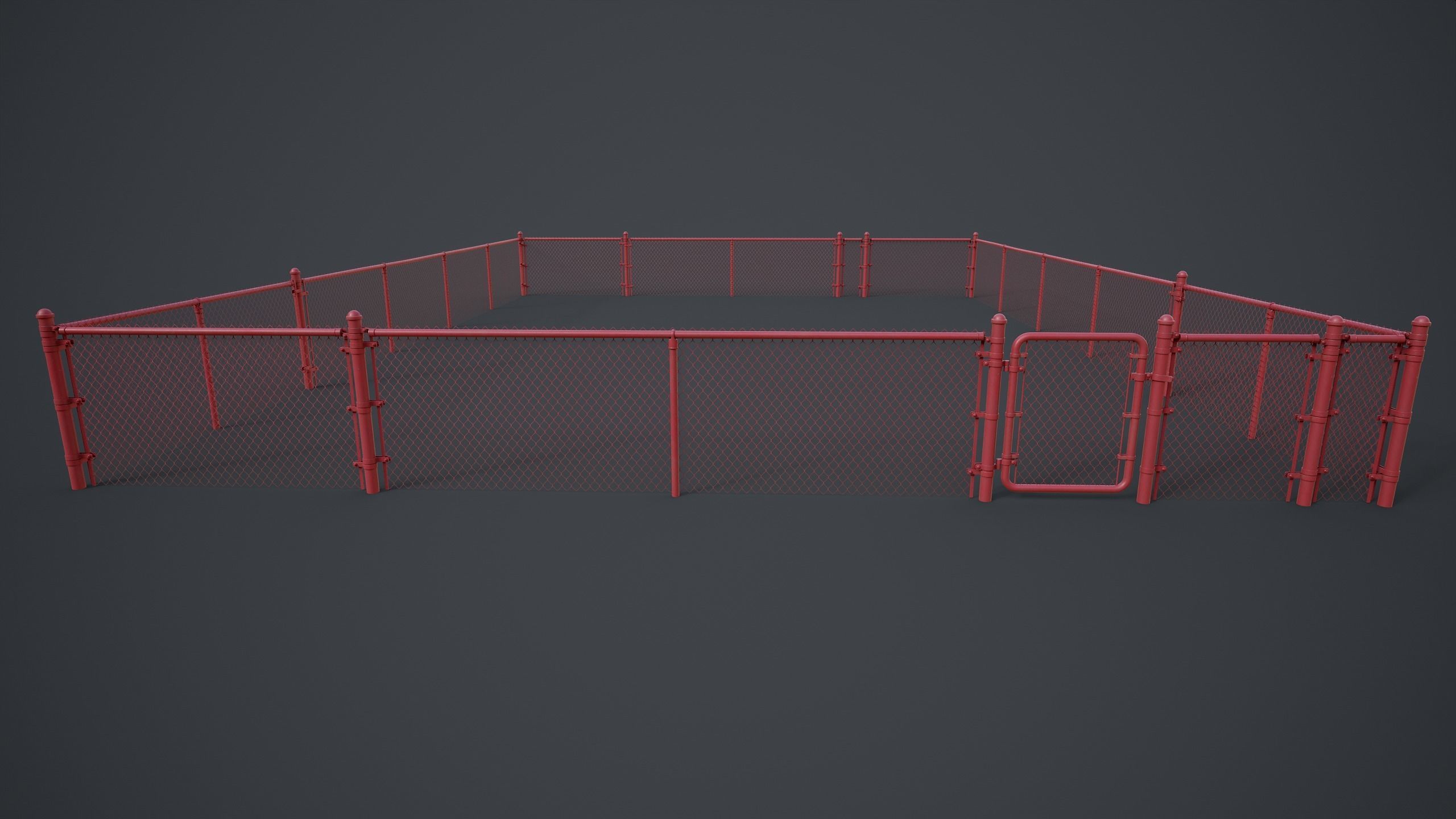 Modular Chain-link Fence Low-poly 3D model_16