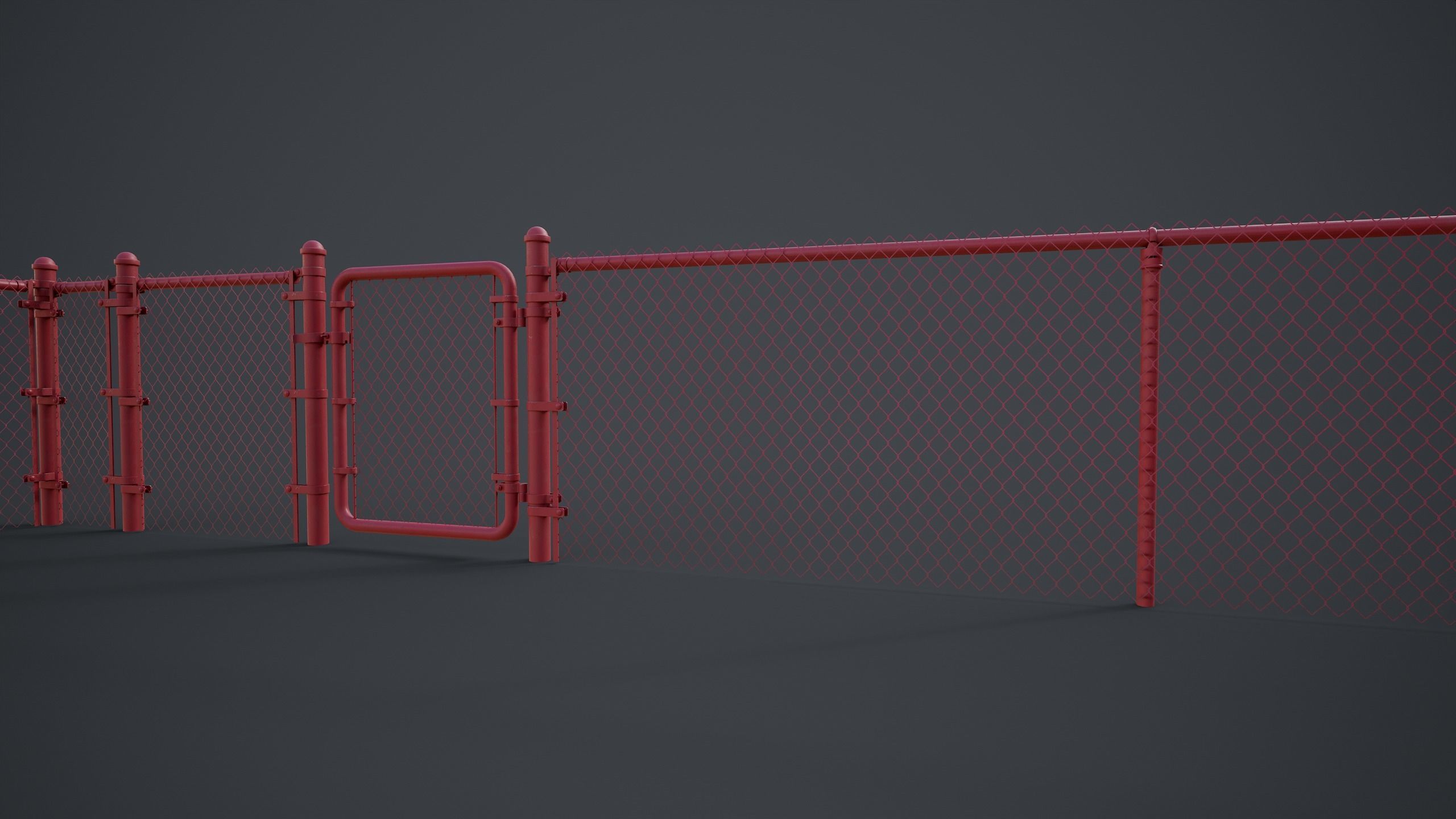 Modular Chain-link Fence Low-poly 3D model_14
