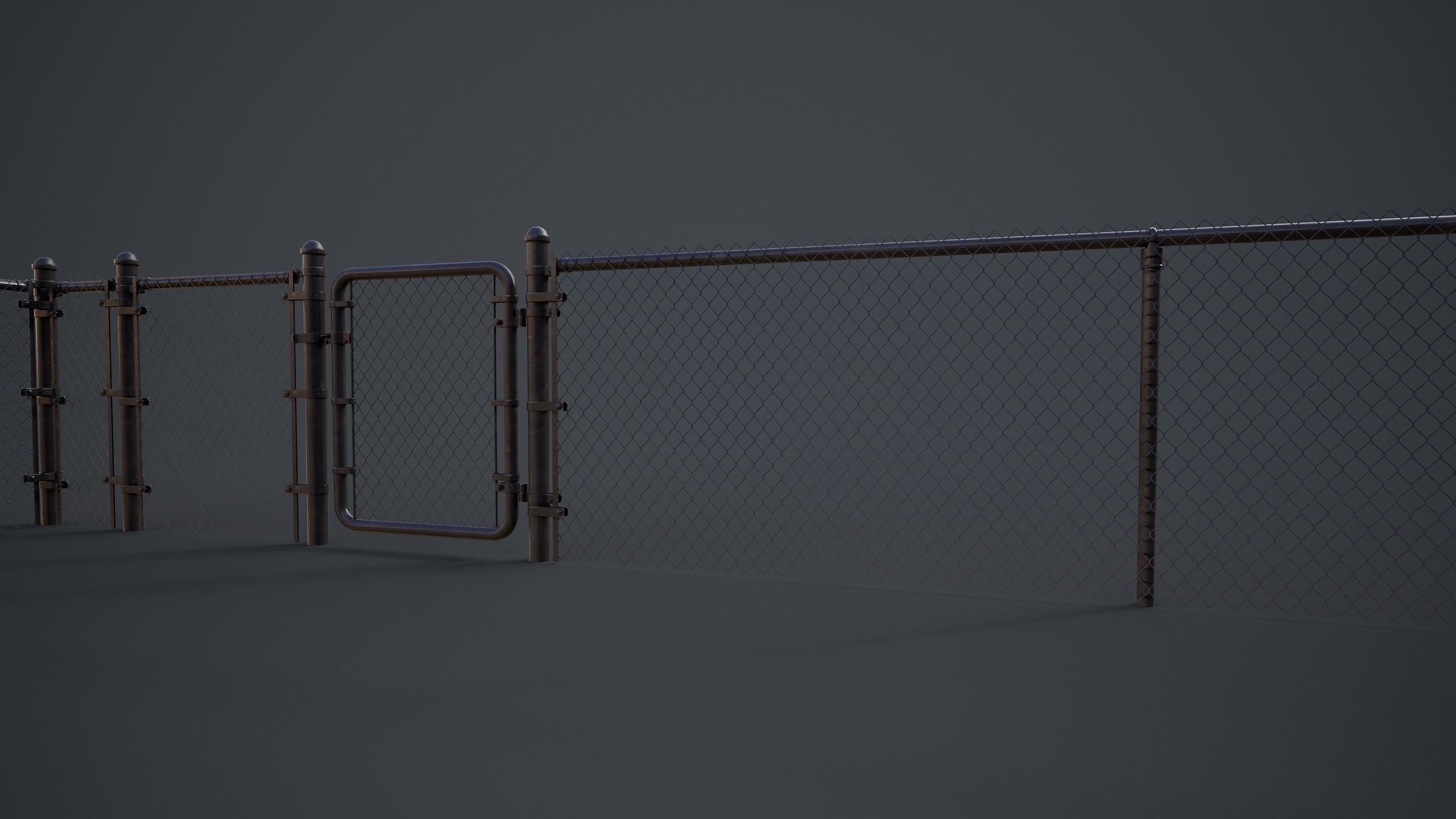 Modular Chain-link Fence Low-poly 3D model_12