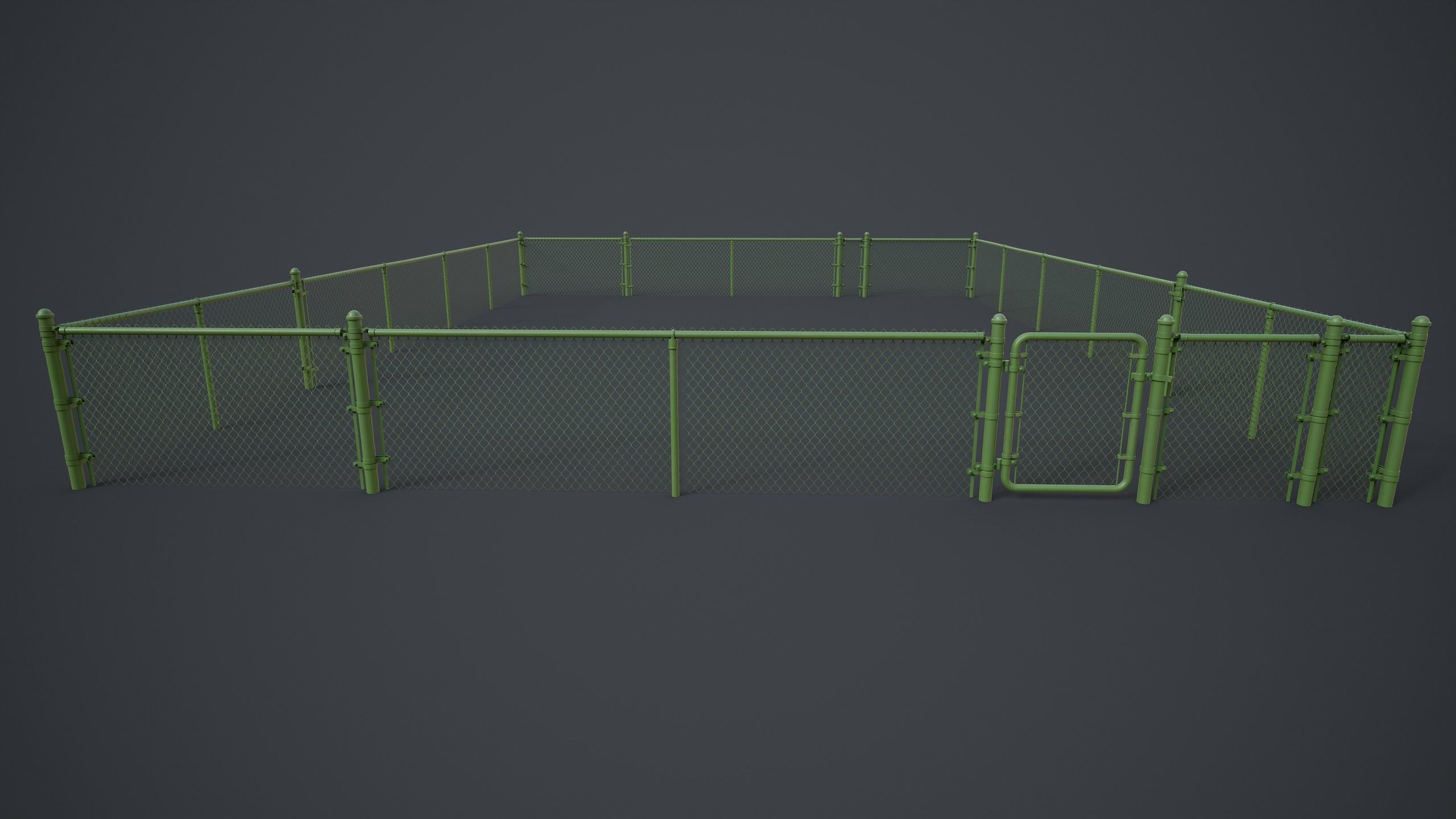 Modular Chain-link Fence Low-poly 3D model_24