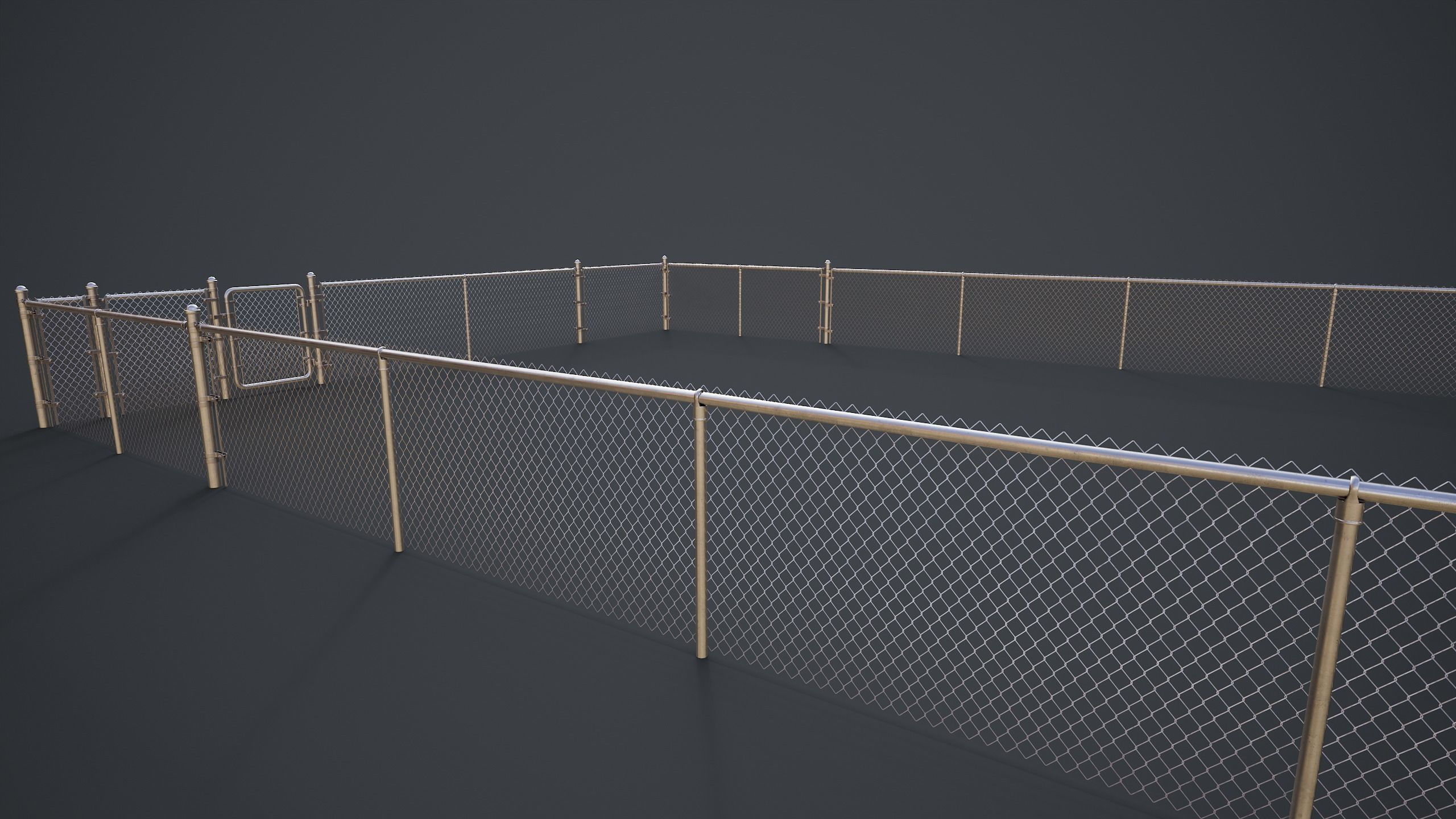 Modular Chain-link Fence Low-poly 3D model_6