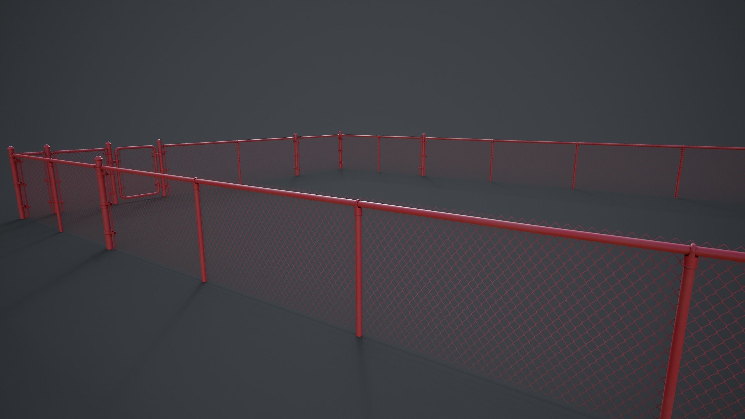 Modular Chain-link Fence Low-poly 3D model_18