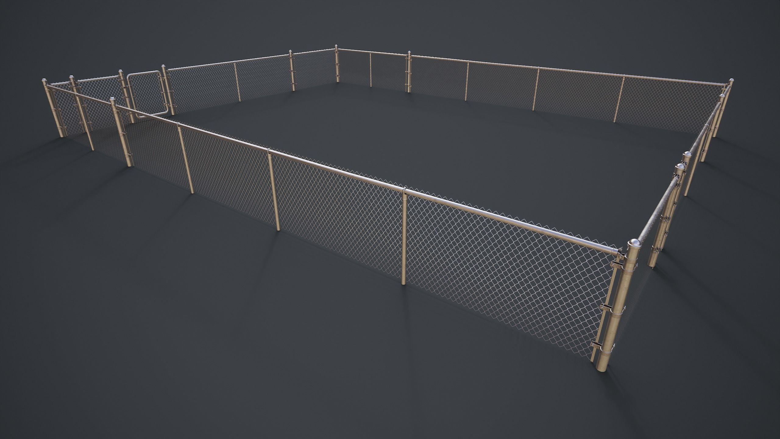 Modular Chain-link Fence Low-poly 3D model_1