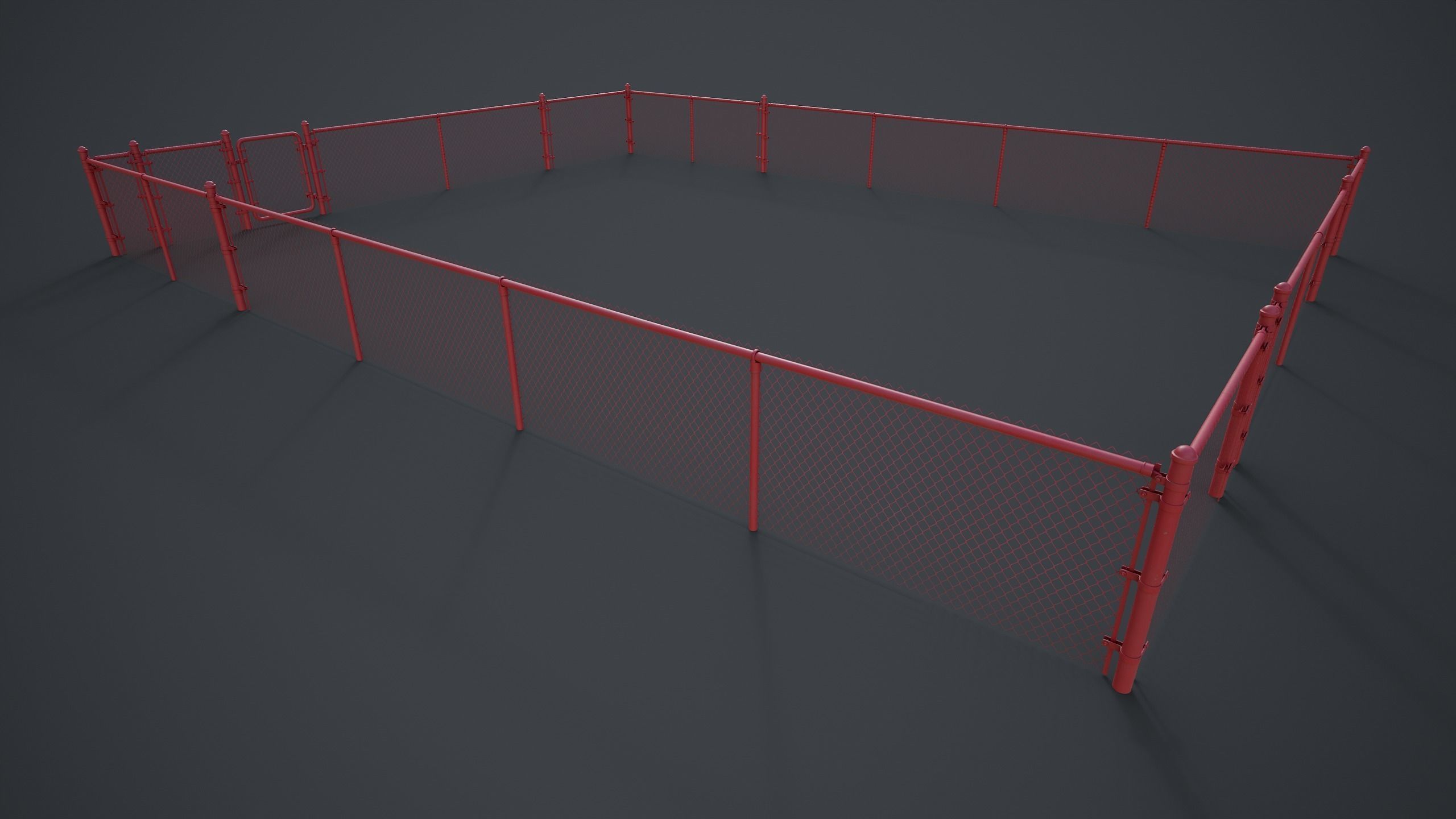Modular Chain-link Fence Low-poly 3D model_15