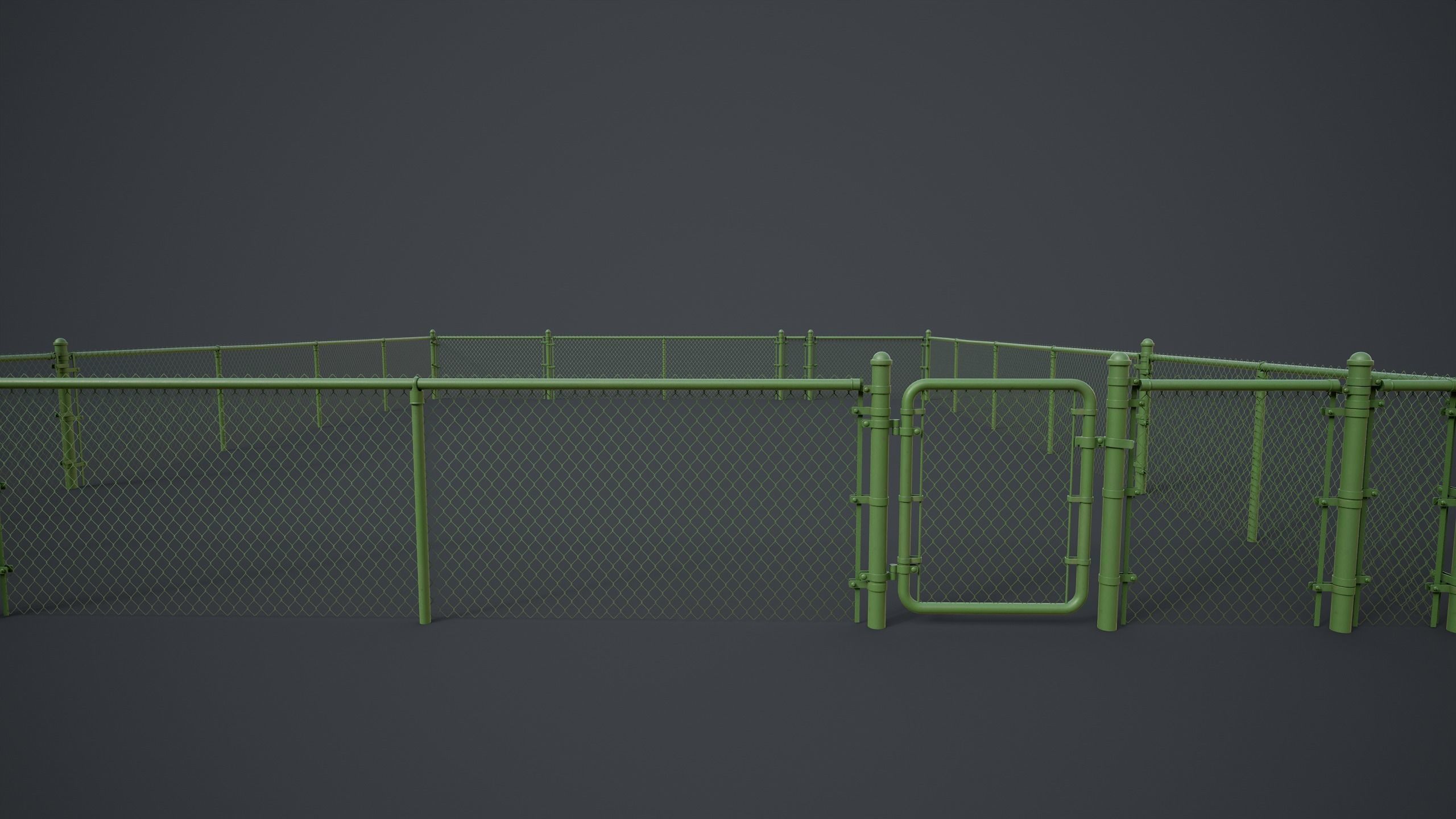 Modular Chain-link Fence Low-poly 3D model_26