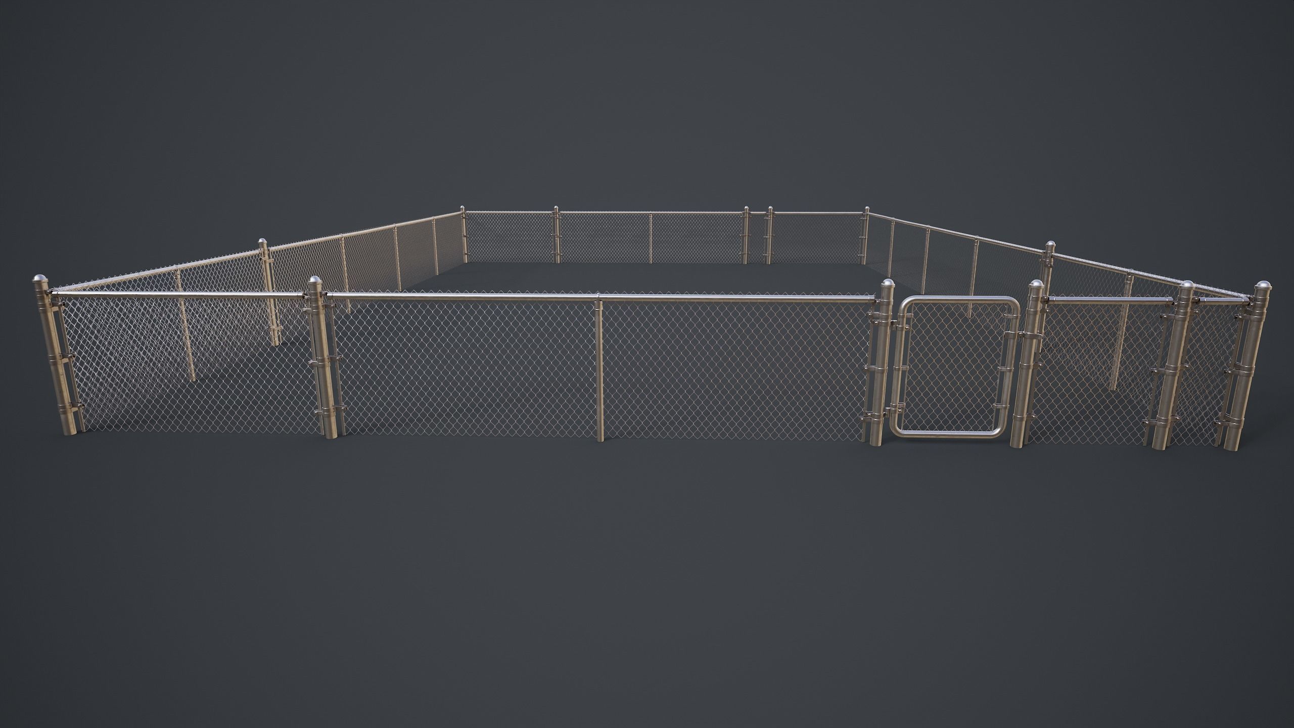 Modular Chain-link Fence Low-poly 3D model_2