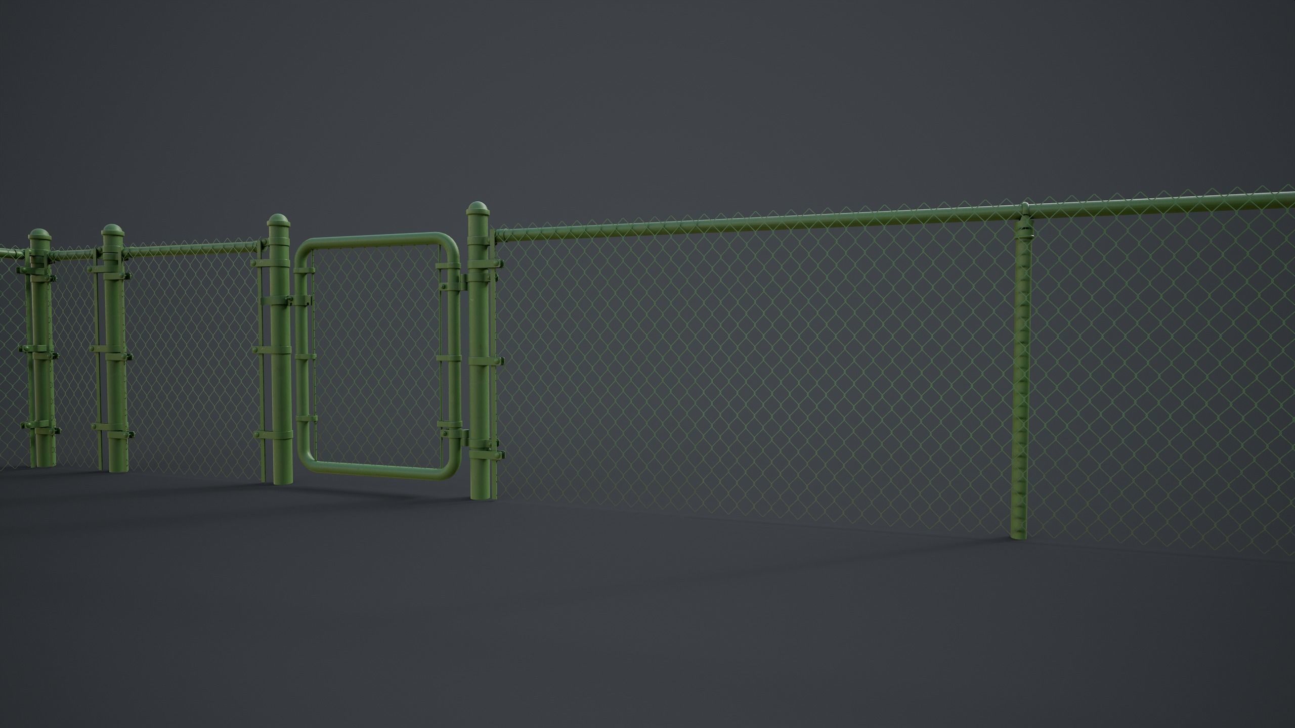 Modular Chain-link Fence Low-poly 3D model_21