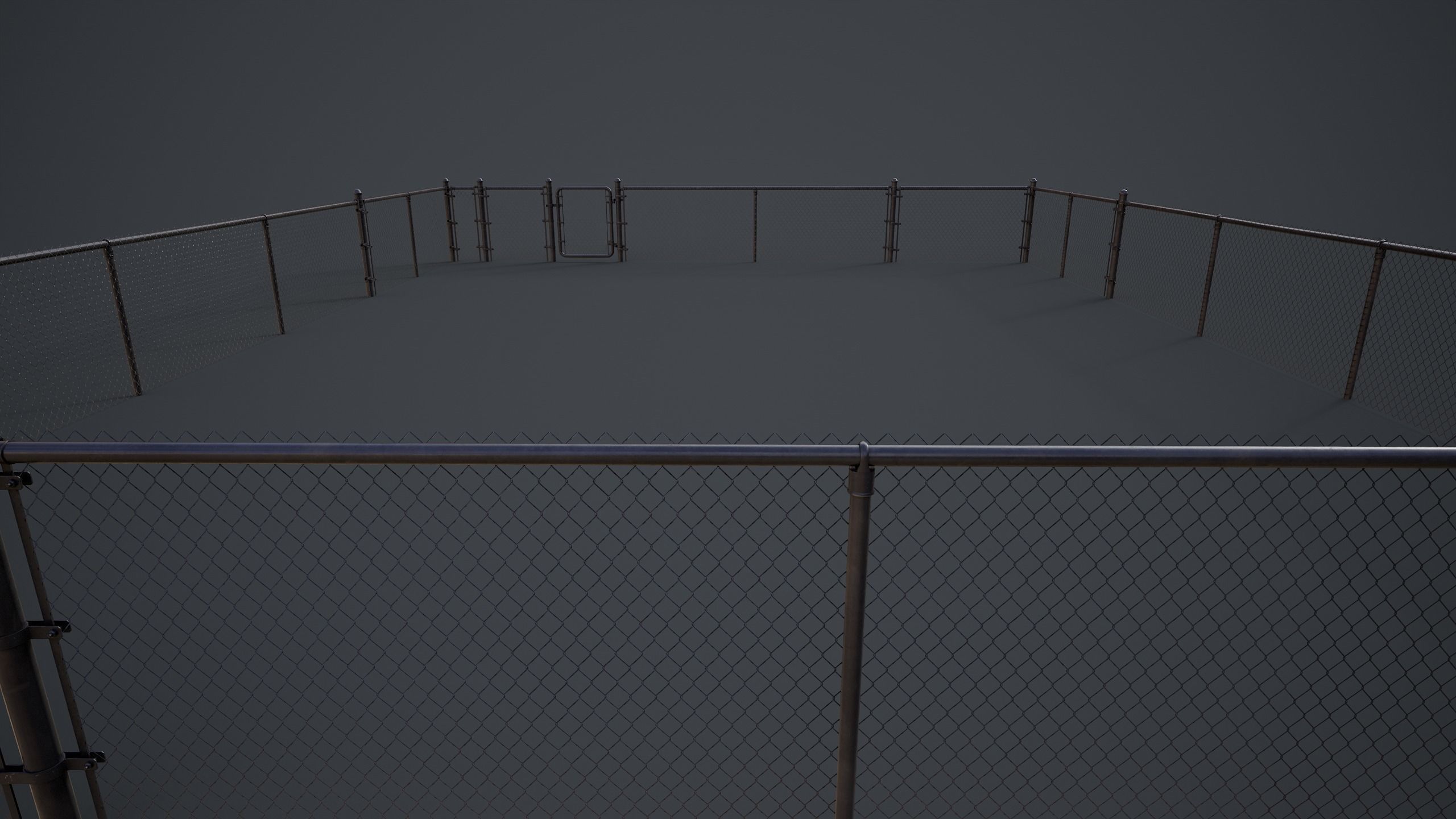 Modular Chain-link Fence Low-poly 3D model_11
