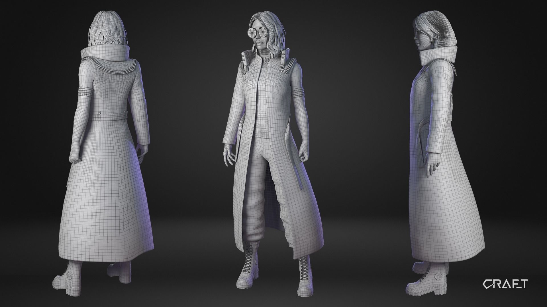 CyberPunk Girl  Low-poly 3D model_4