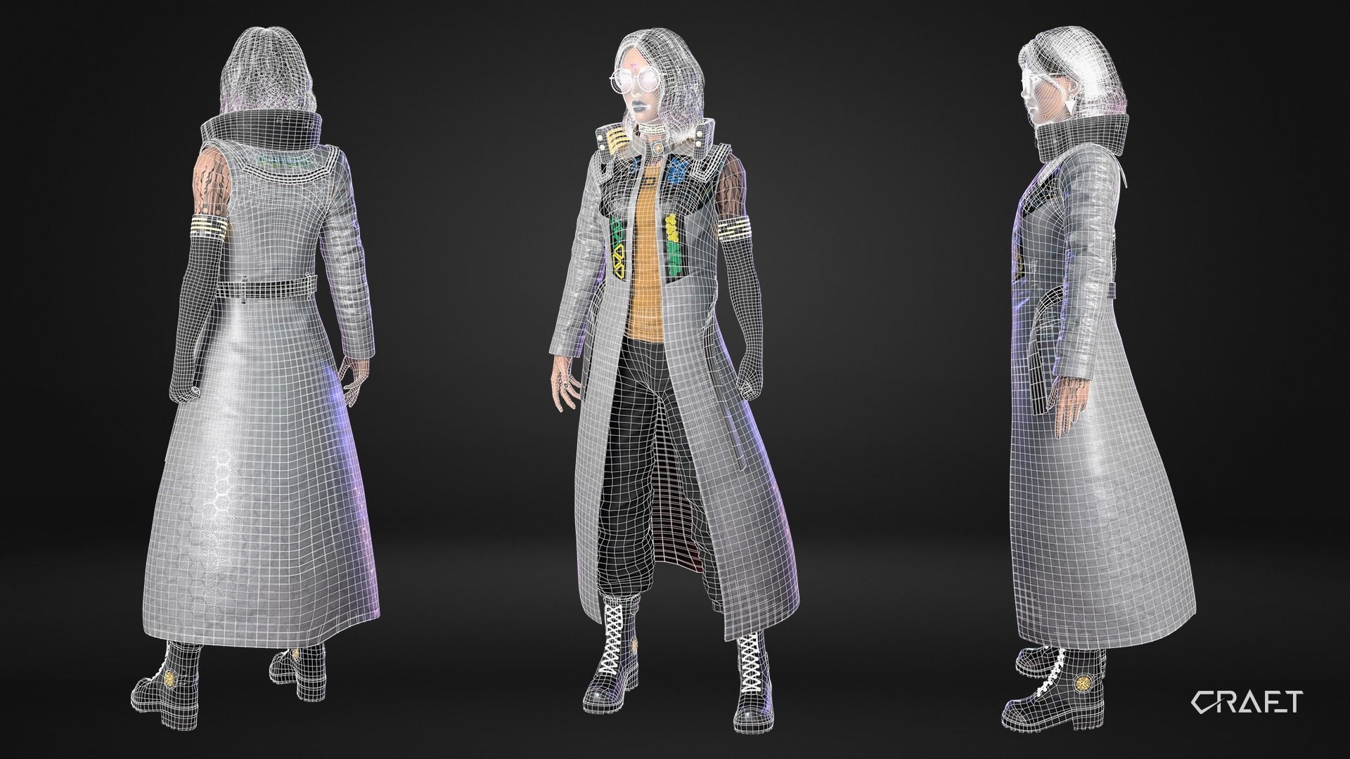 CyberPunk Girl  Low-poly 3D model_3