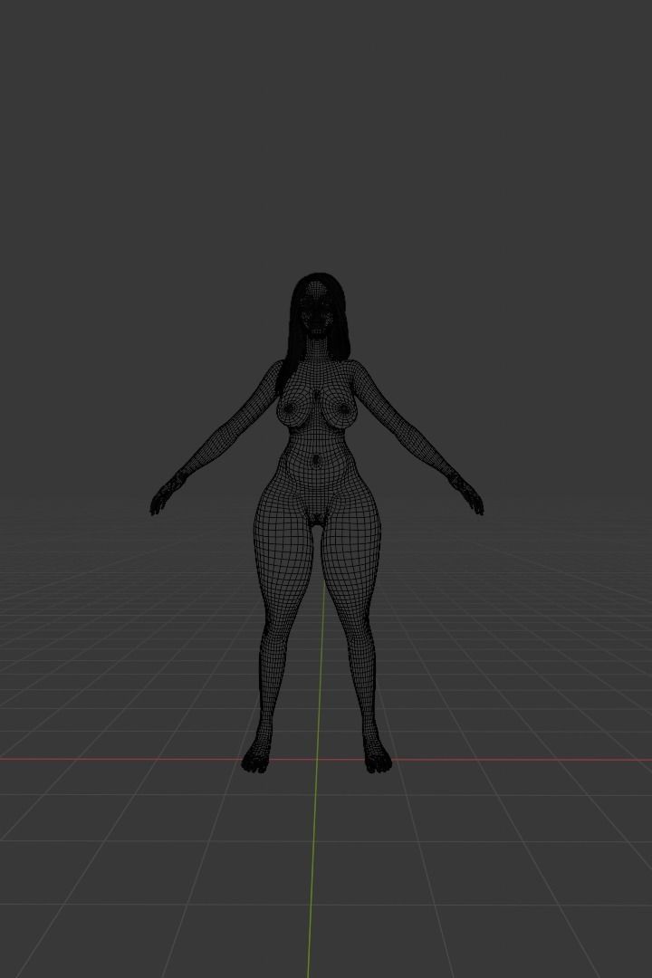 Pregnant Female Base Mallory Low-poly 3D model_4