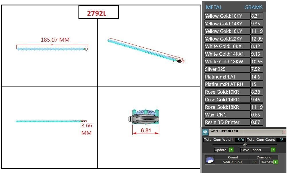 Diamond Bracelet 3D print model   3D print model_4