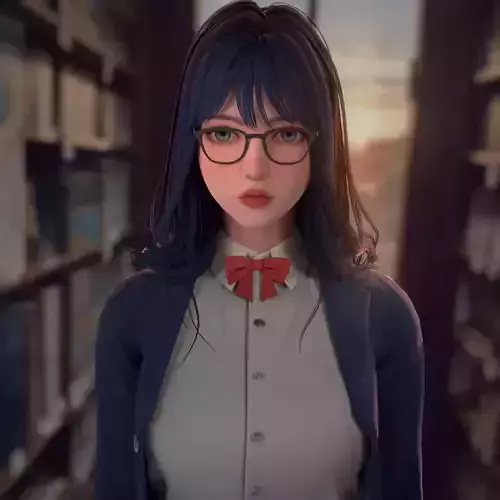 School Girl Low-poly 3D model