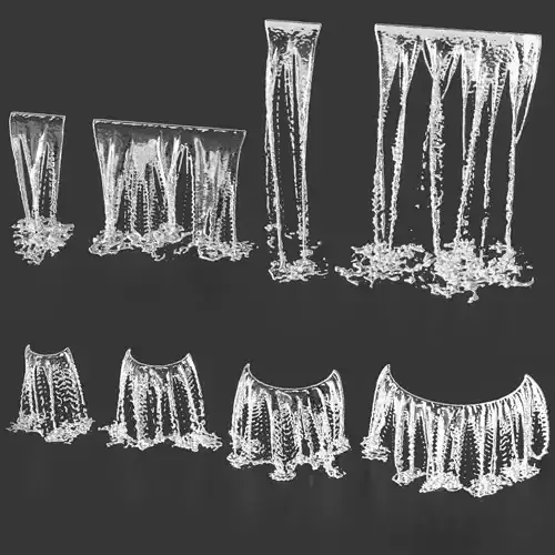 Water jets of waterfalls