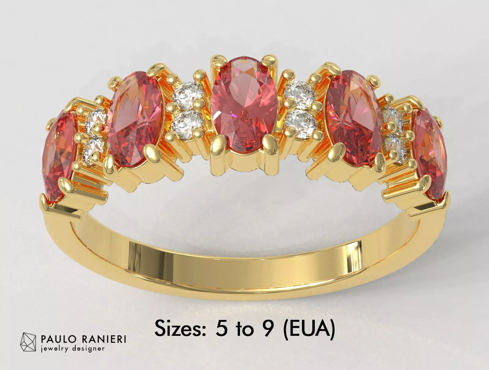 Oval Gemstones Ring 3D print model