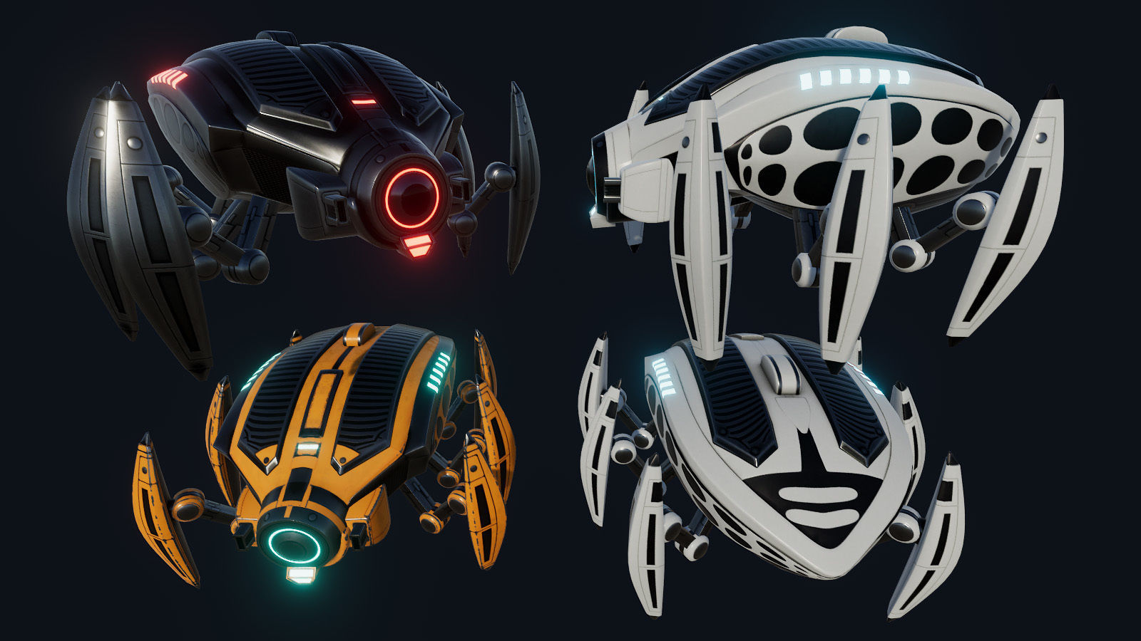 Spider Insect Robots Low-poly 3D model_3