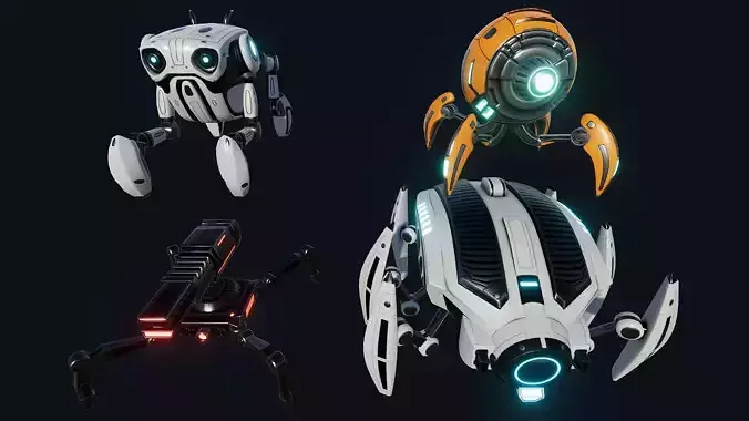 Spider Insect Robots Low-poly 3D model