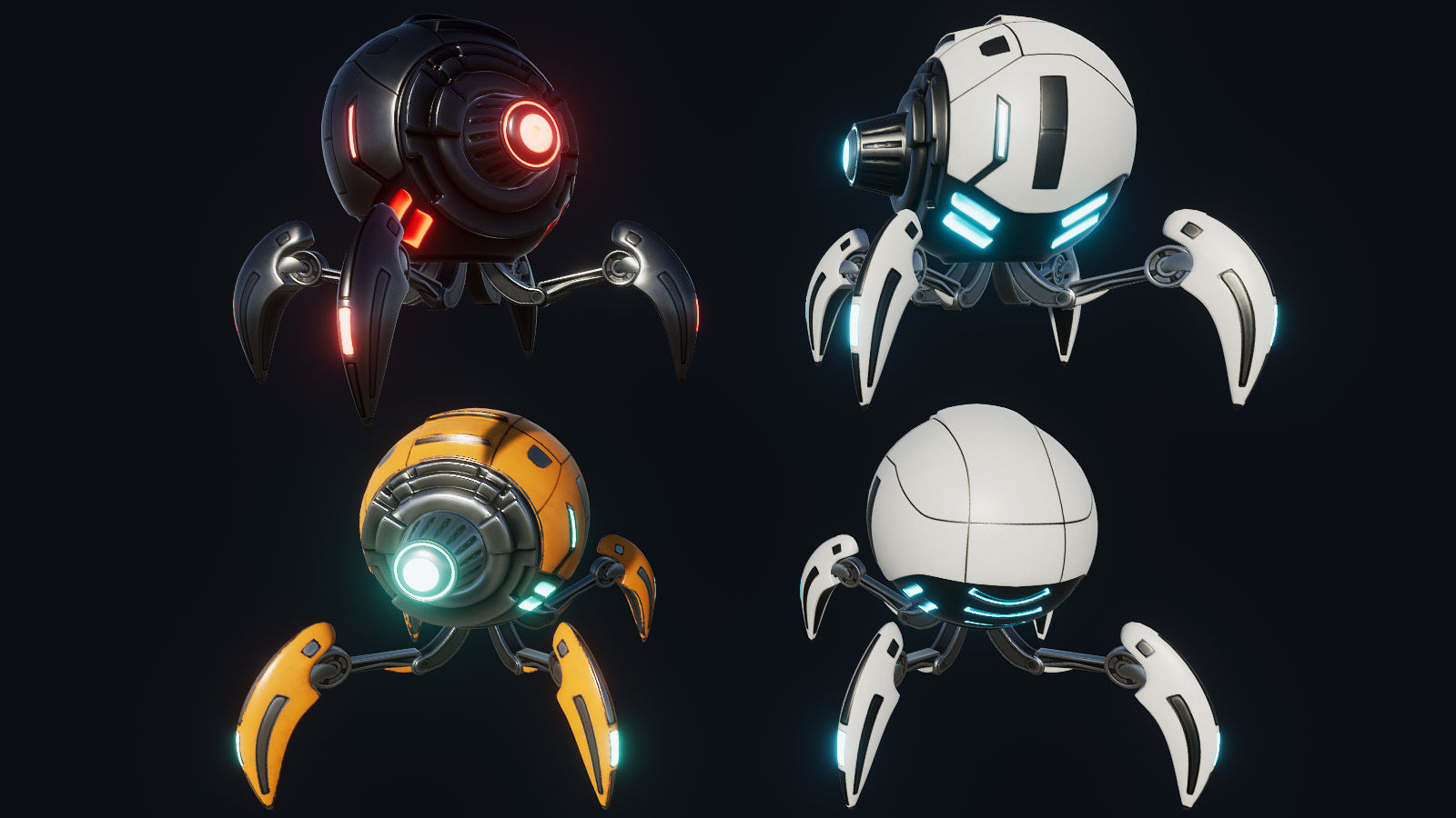 Spider Insect Robots Low-poly 3D model_5