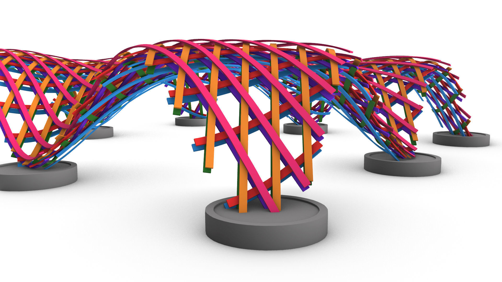 Layered Beams Parametric Pavilion 3D model_6