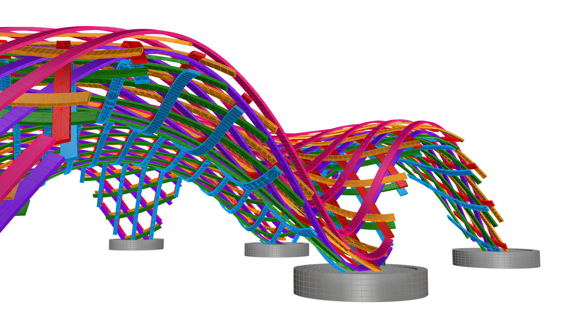 Layered Beams Parametric Pavilion 3D model_47