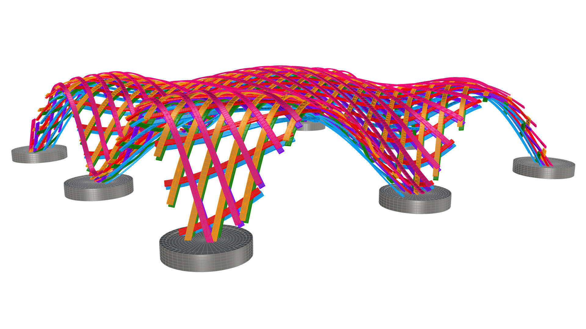 Layered Beams Parametric Pavilion 3D model_5
