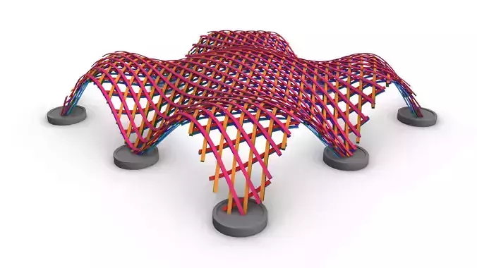 Layered Beams Parametric Pavilion 3D model