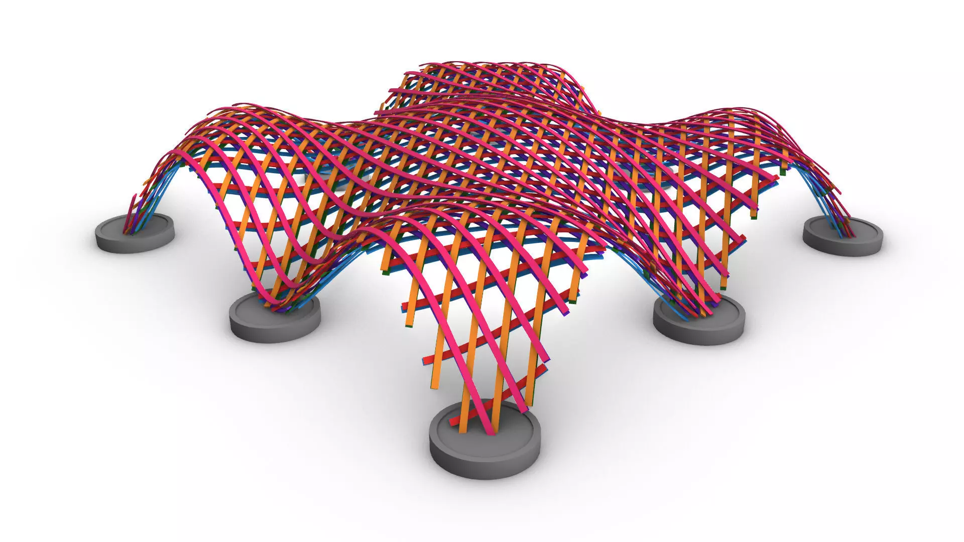 Layered Beams Parametric Pavilion 3D model_0