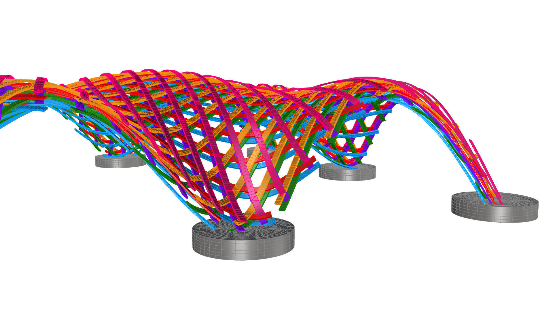 Layered Beams Parametric Pavilion 3D model_15